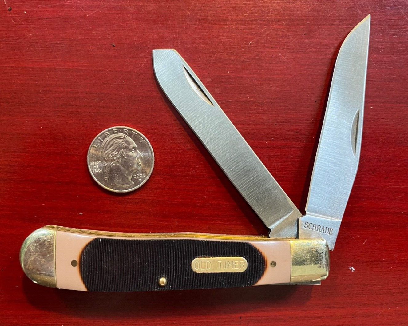Schrade Old Timer 950T 2-Blade Gunstock Trapper Folding Pocket Knife