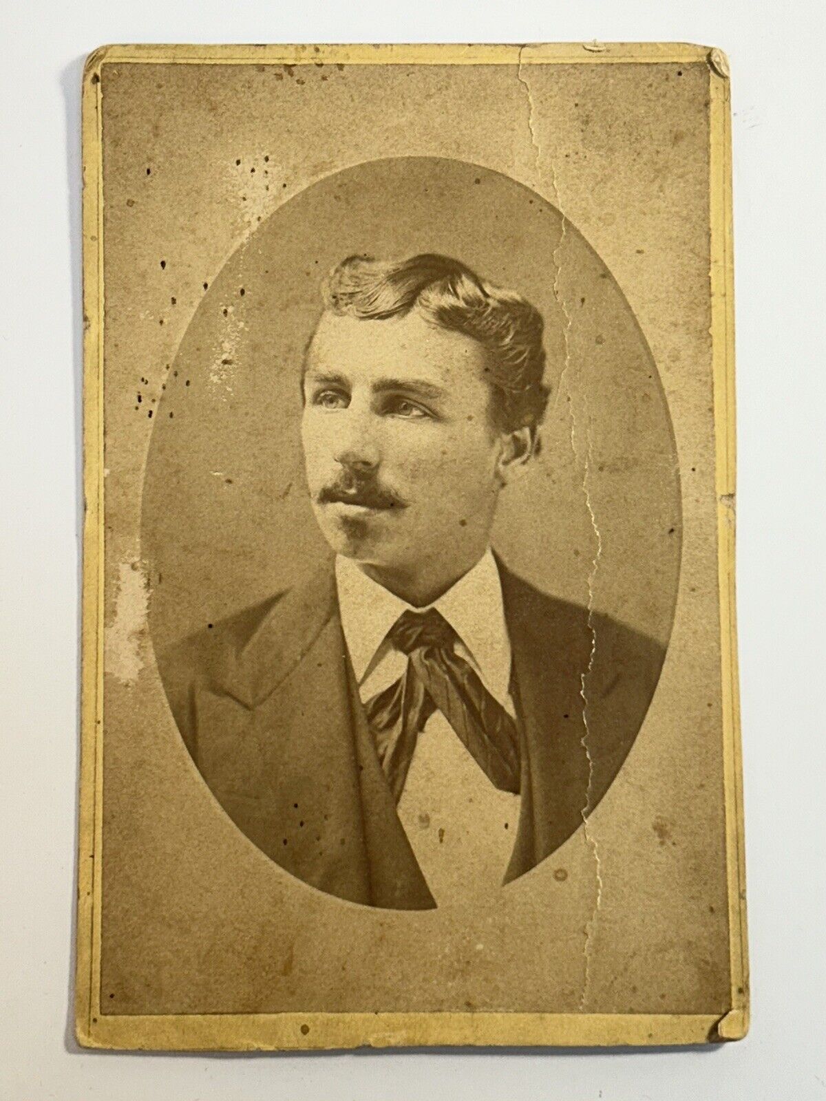 Antique Photograph CDV Man Mustache Churchill Albany , NY Cabinet Card