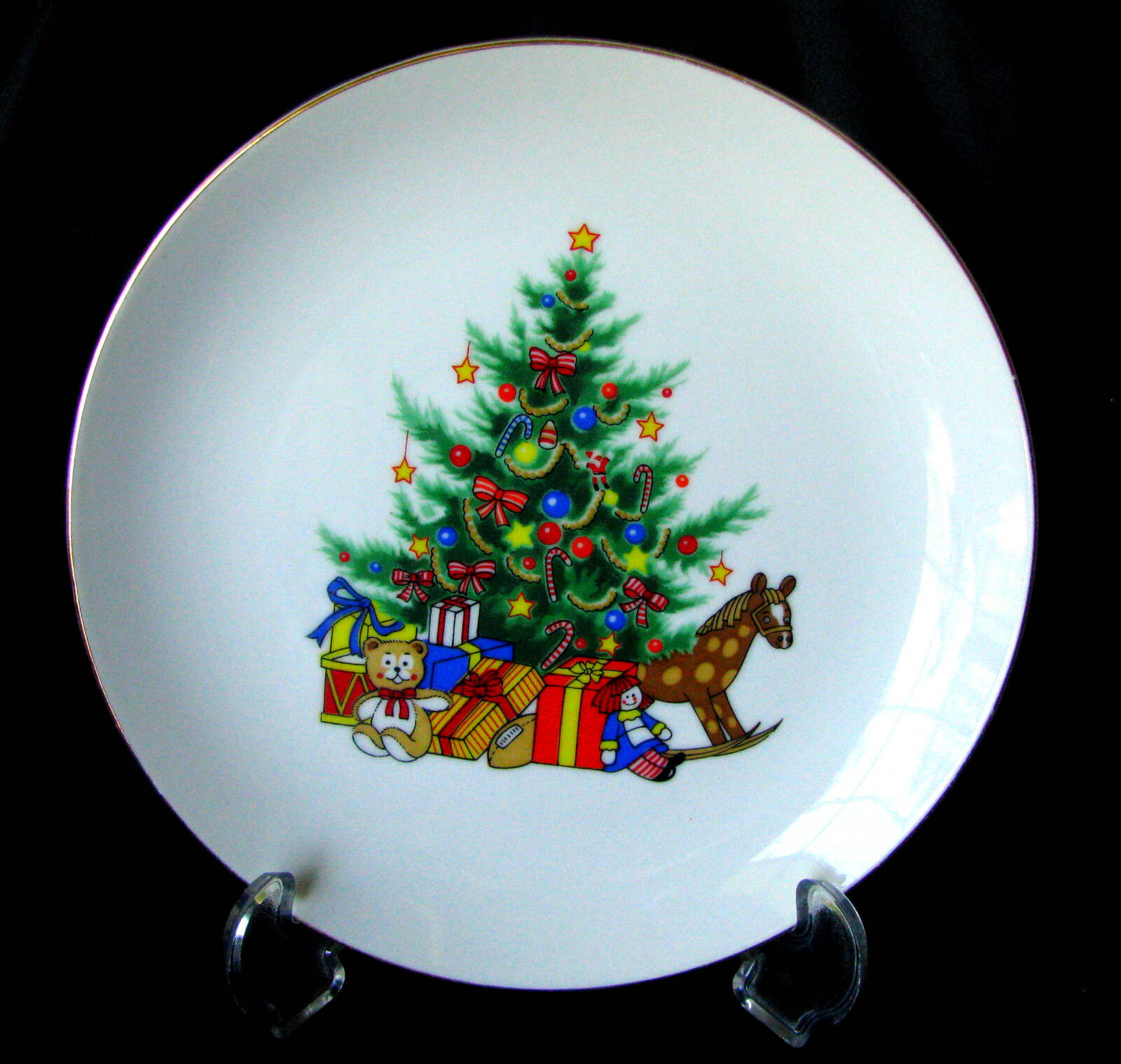 Papel Christmas Tree Dessert Plate, \'Happy Holidays\'  8 1/4\