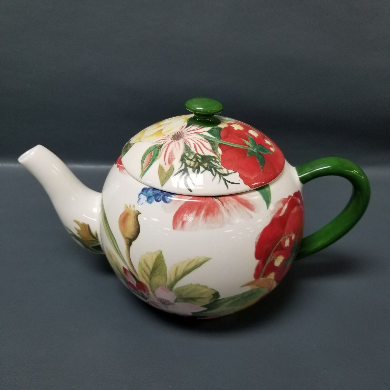 Vintage Faiencerie de Gien Volupte Flower Pattern Tea Pot and Lid Made InFrance^
