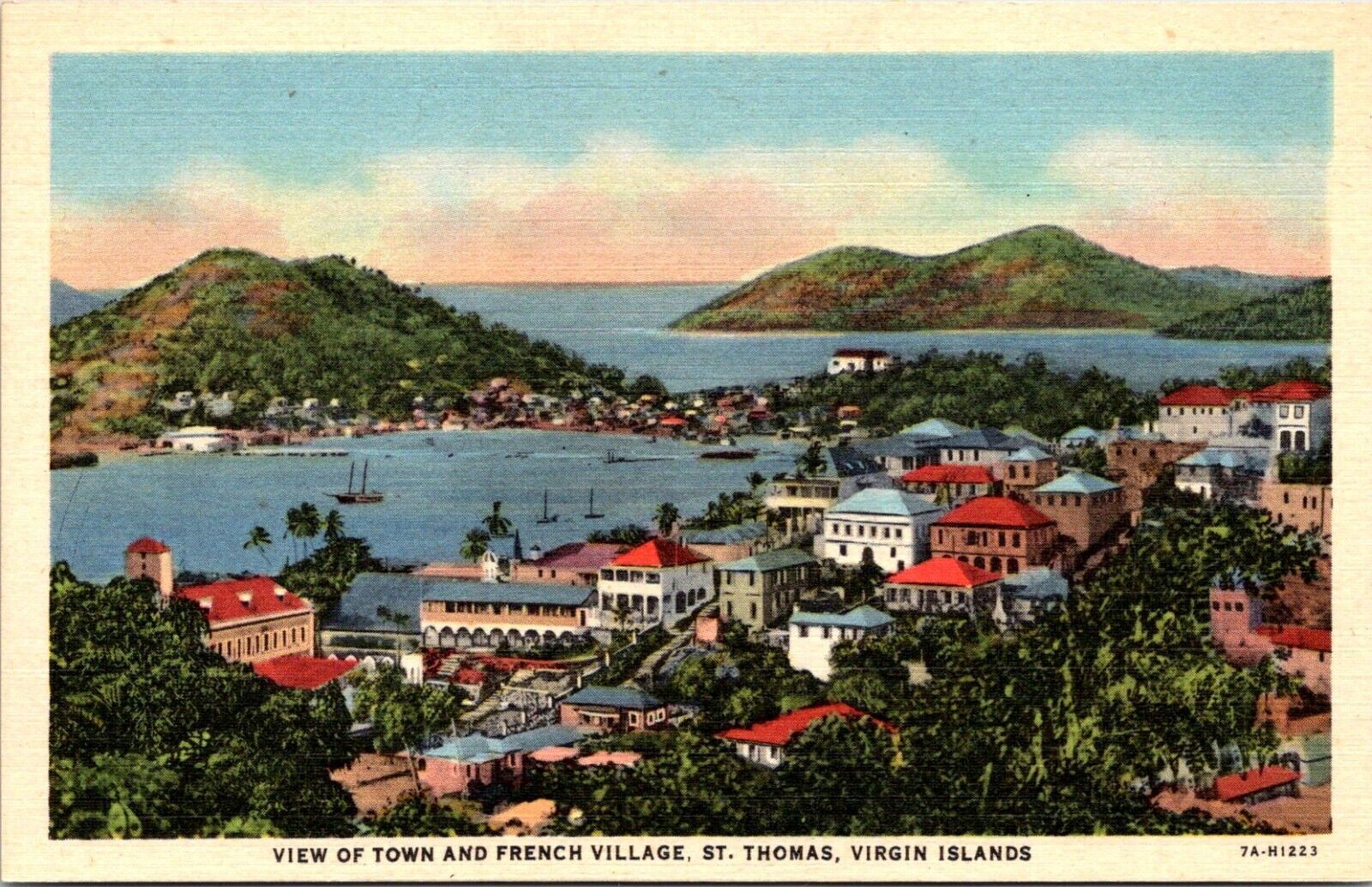 Postcard St Thomas Virgin Islands Birds Eye View B188