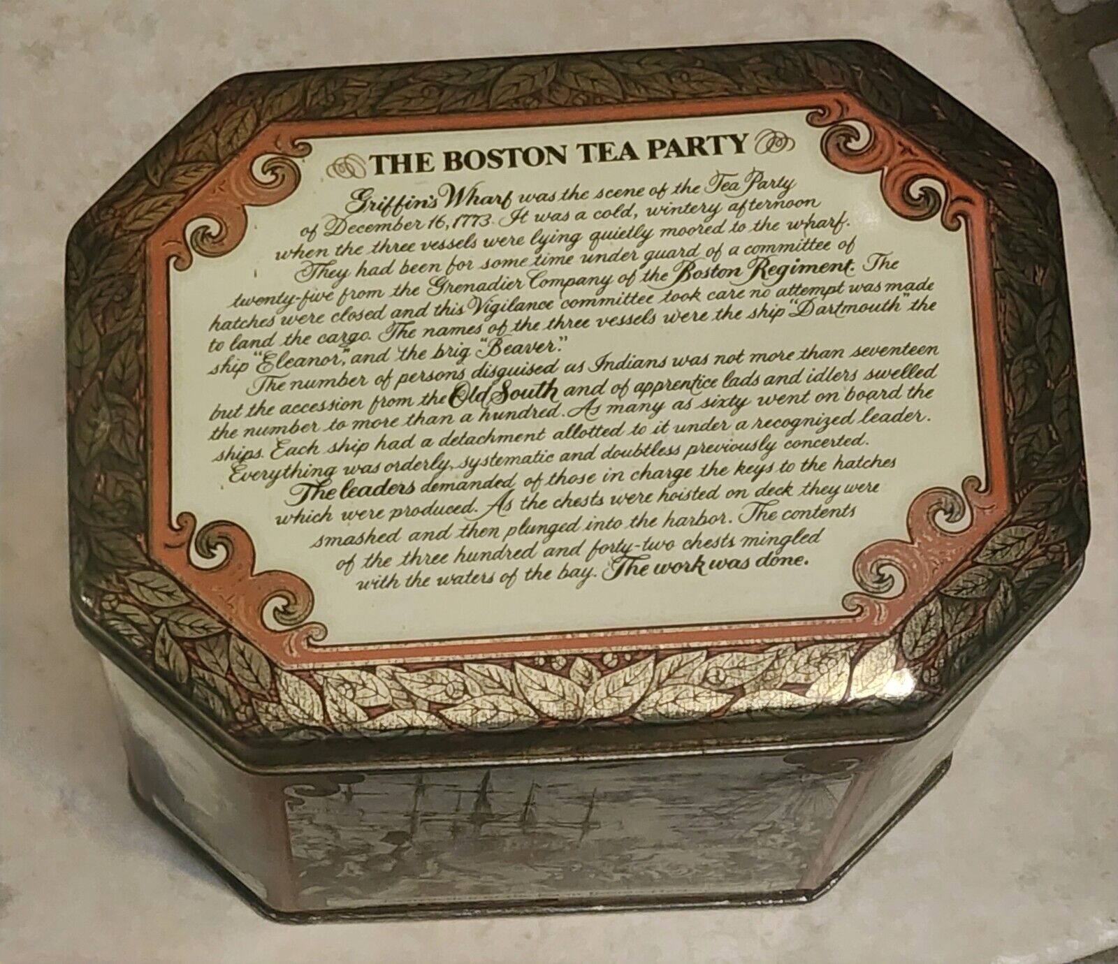 Rare, Vintage Boston Tea Party And Revolutionary War Bicentennial Tin