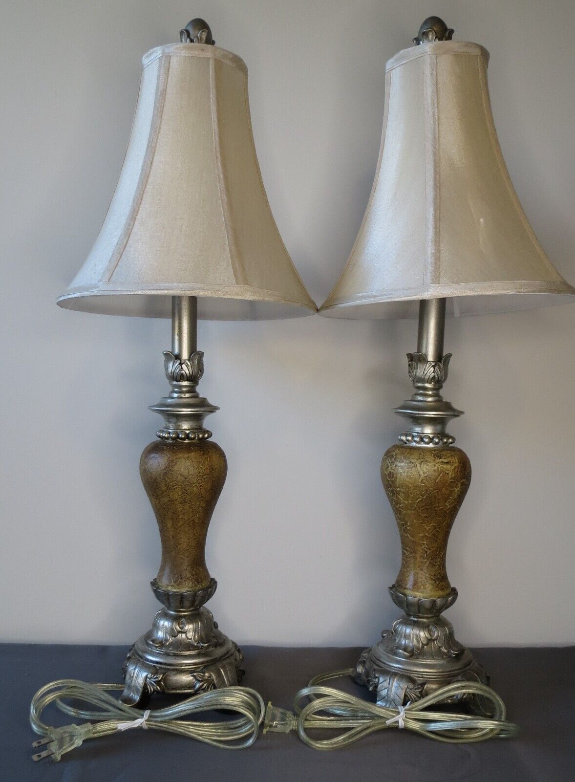 Pair of Vintage Lamps with Shades/See Descrip.