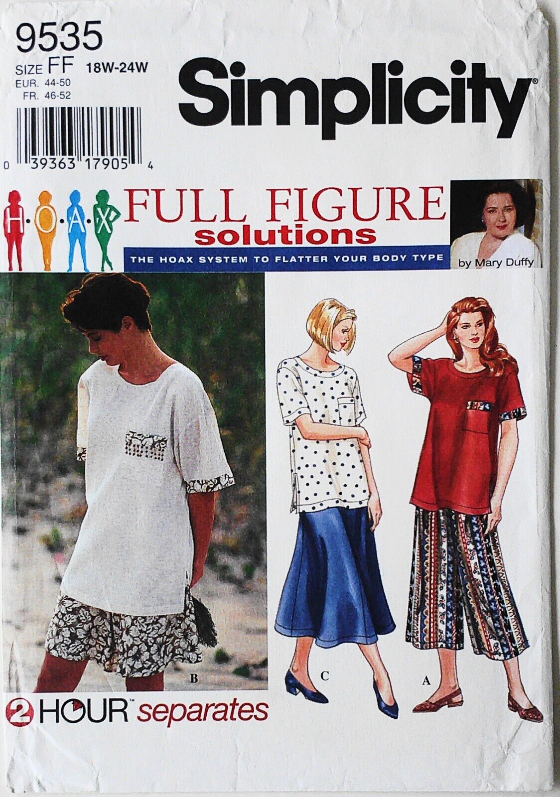 Simplicity 9535 Womens Plus 2 Hour Tops Skirt Split Skirt Sewing Pattern 18W-24W