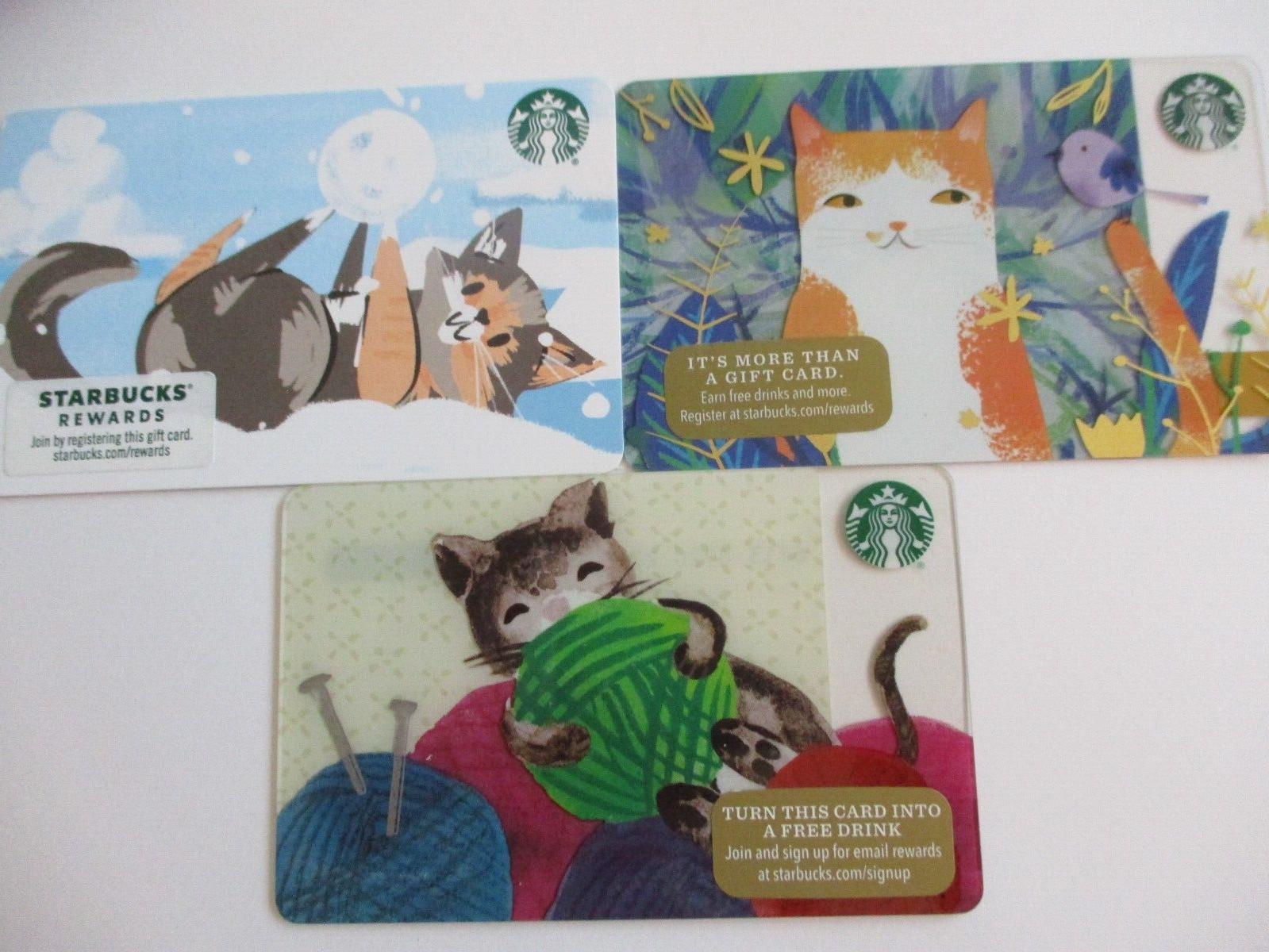 LOT OF 3 Starbucks Cards 2015 2016 2020 CAT NEW
