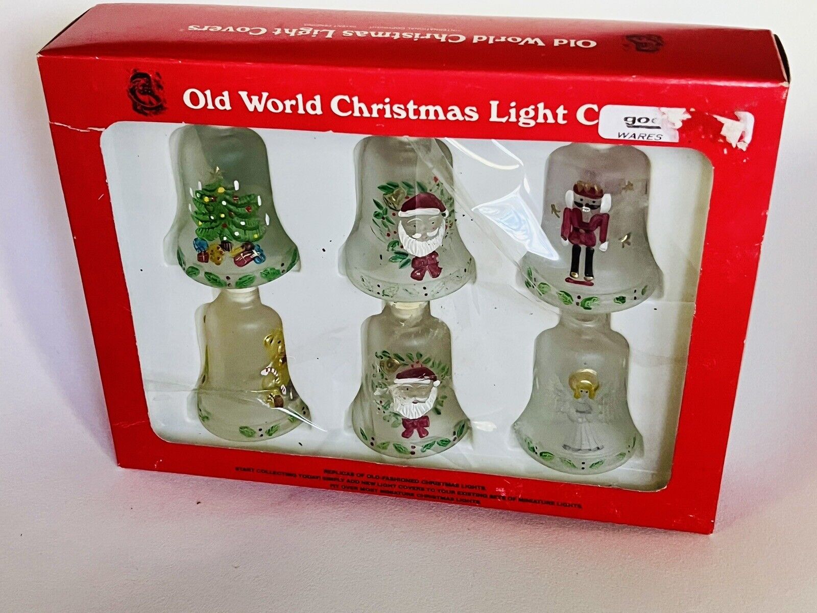 Vintage Old World Christmas Glass String Light Bulb Covers 6 Bells