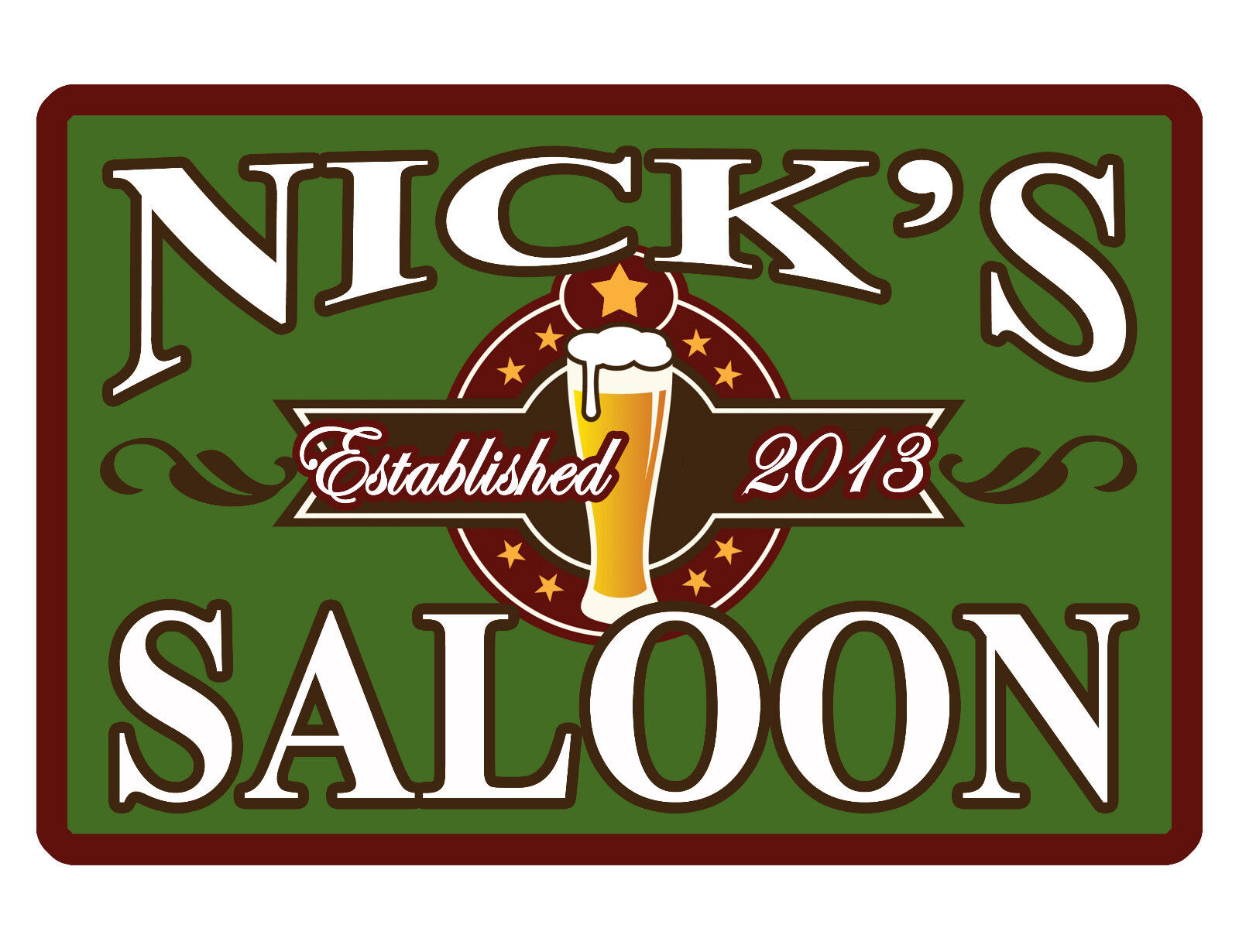 PERSONALIZED SALOON SIGN YOUR NAME CUSTOM DURABLE ALUMINUM FULL COLOR 12X18 #352