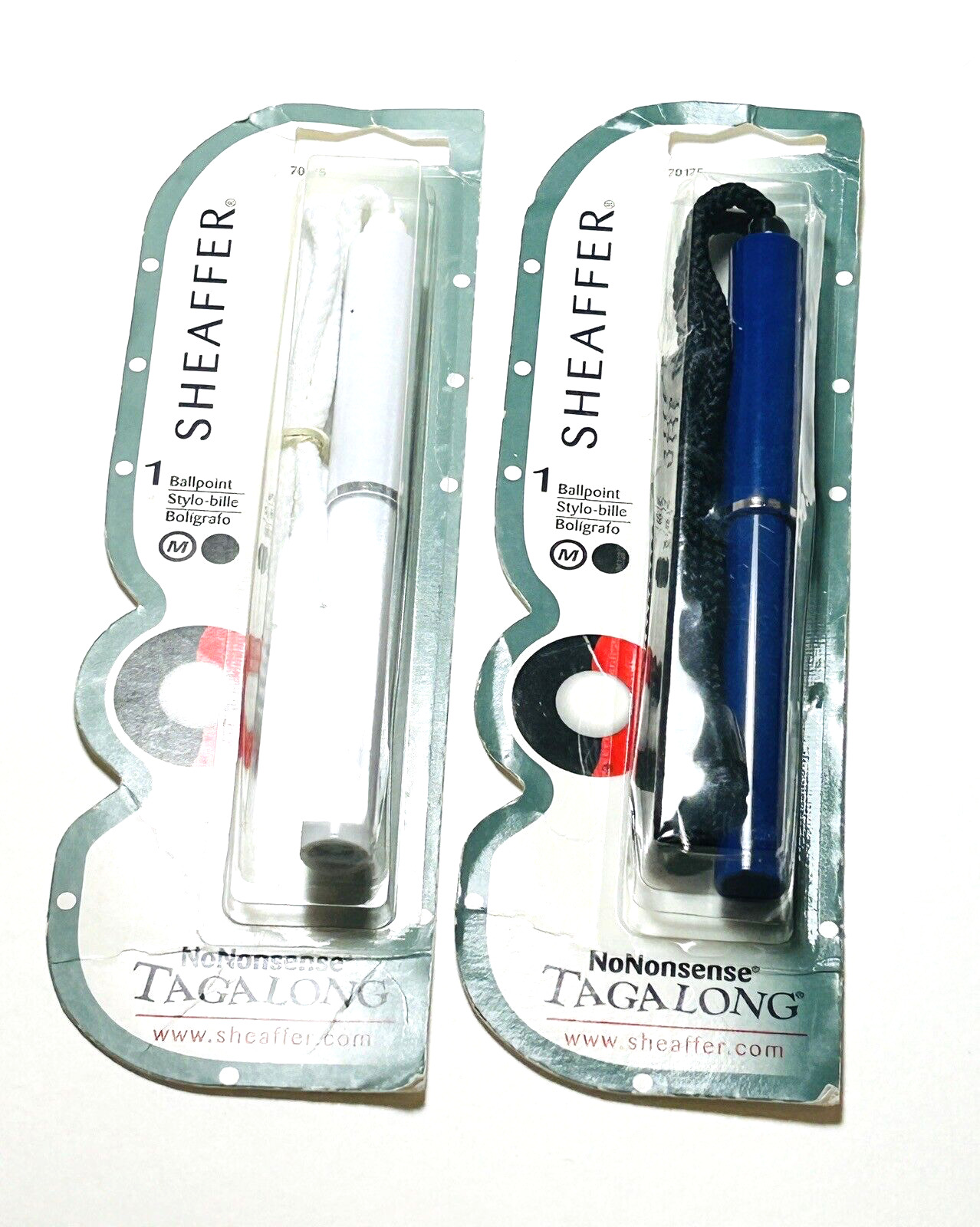 Sheaffer Pen No Nonsense Tagalong Ballpoint Hanging Blue & White Lot Of 2 Pens