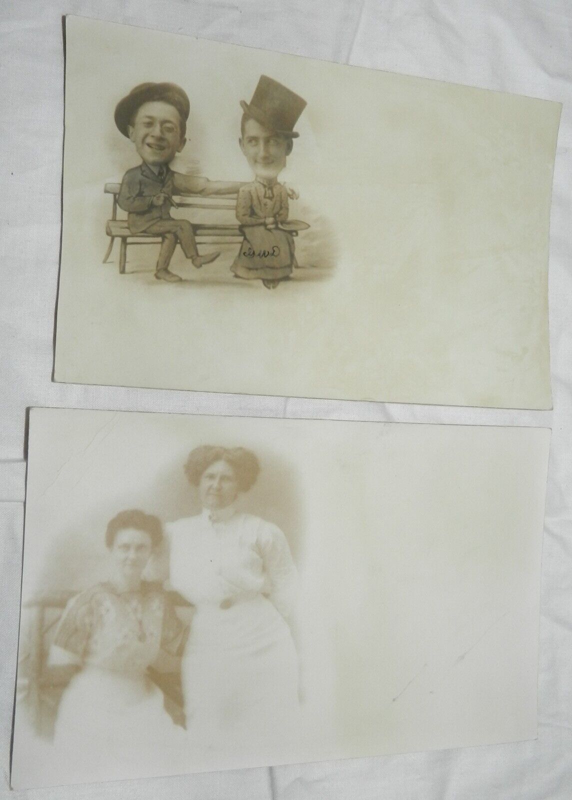 Lot of 2 vintage RPPC Real Photo Postcards - unposted