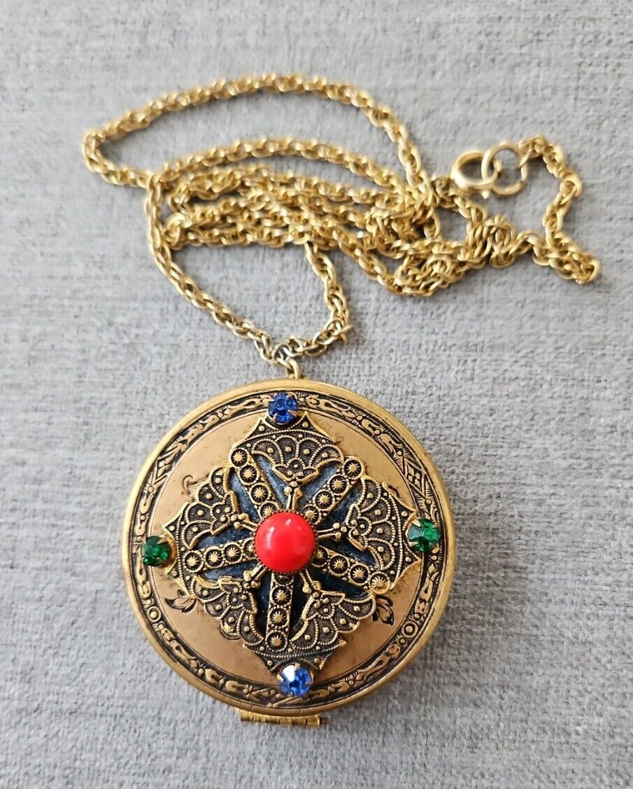 VINTAGE ANTIQUE JEWELED COMPACT