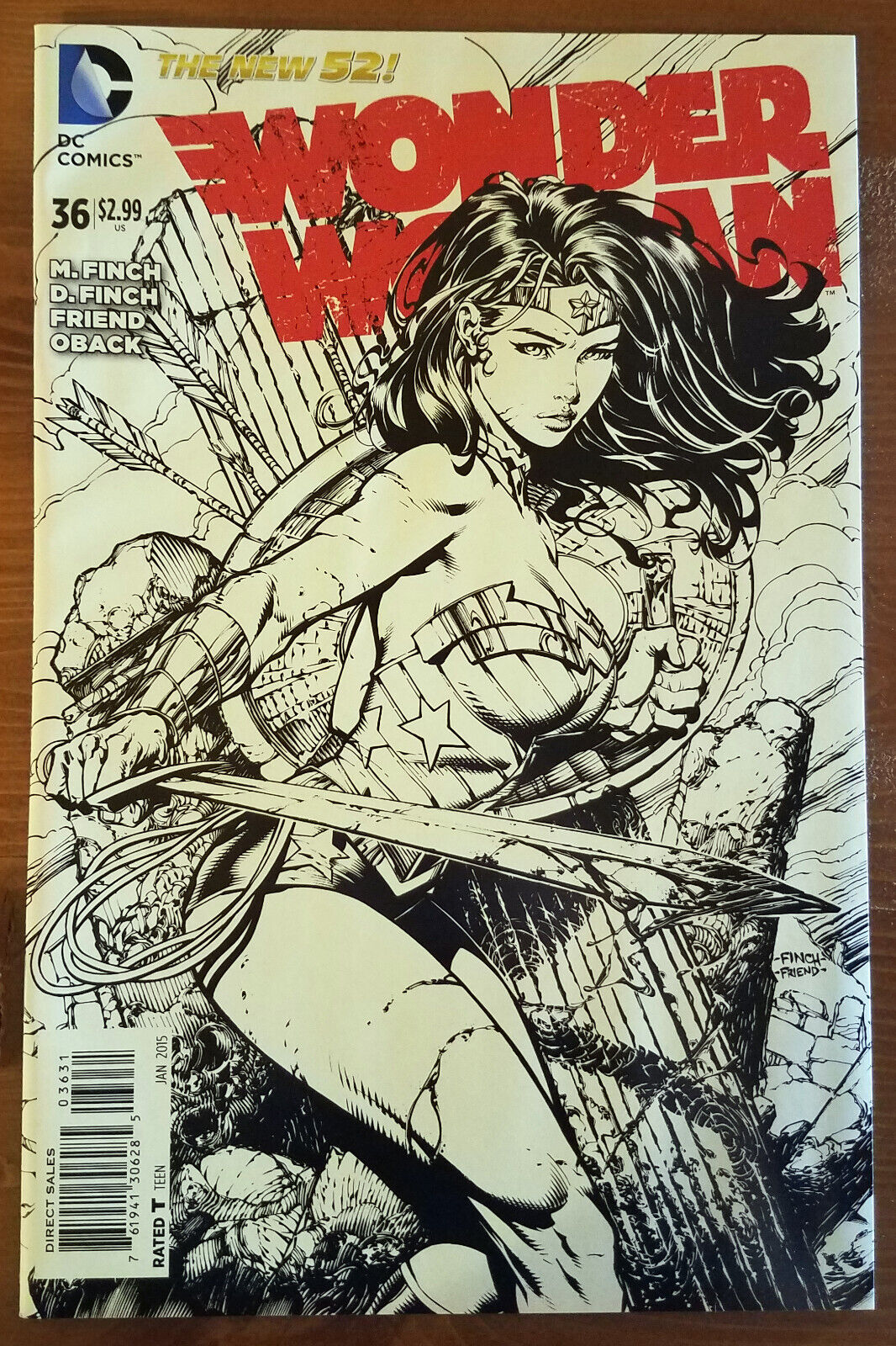 Wonder Woman #36 David Finch Sketch 1:50 Variant Rare