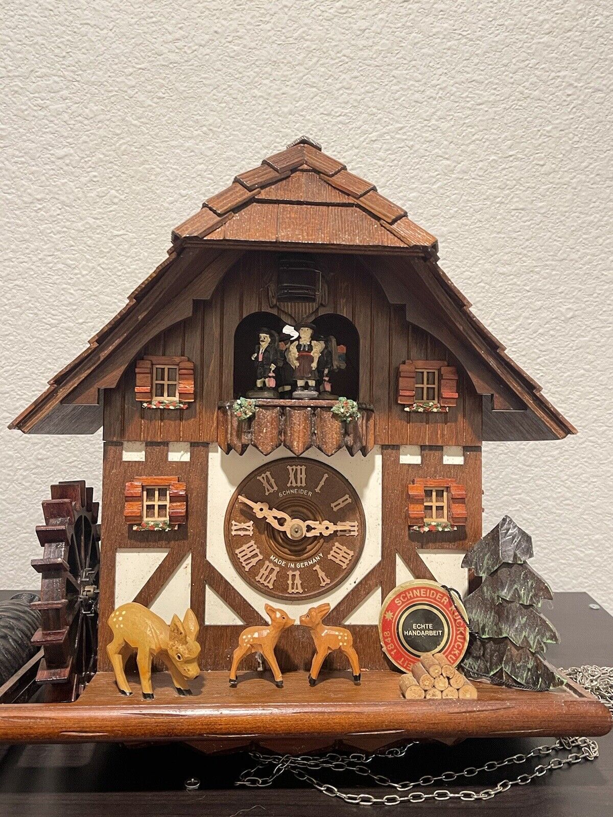 Rare Vintage German Cuckoo Clock - Anton Schneider 1848 - Jumping Deer Clock