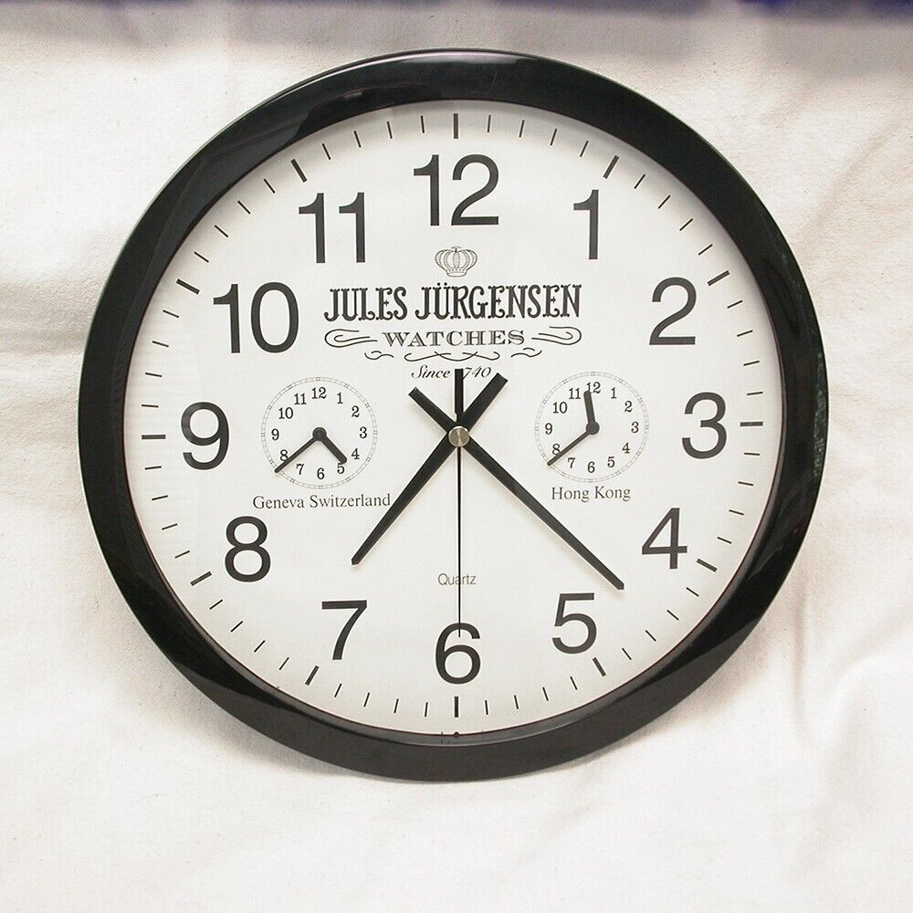 Large Jules Jurgensen Jewelry Store Display Quartz Wall Clock - 3 New Batteries