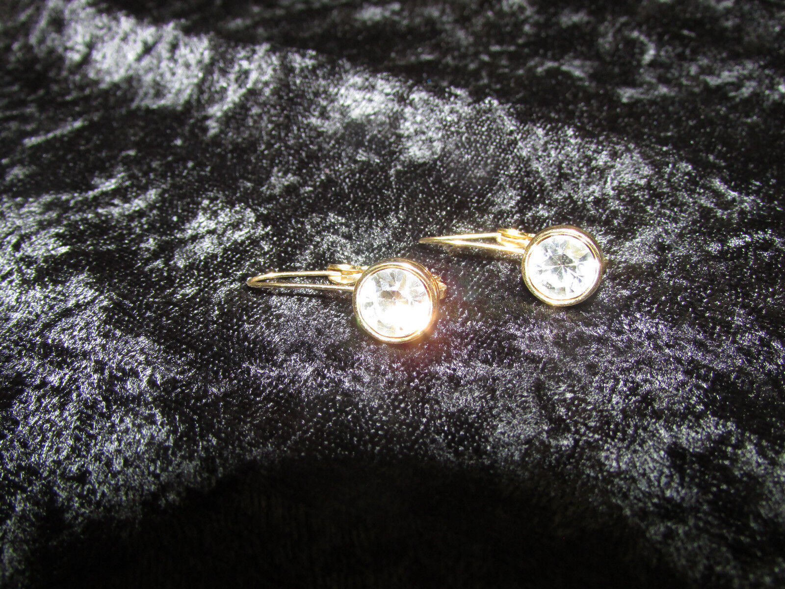 Set of Signed Swarovski Crystal Gold Tone Pierced Ear Earrings 