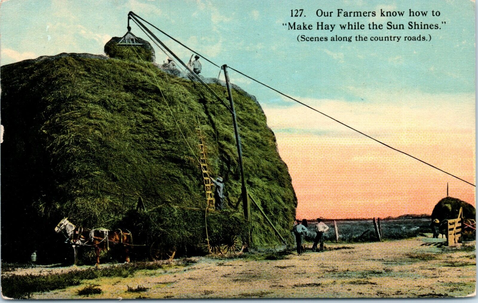 Postcard Our Farmers Know How to Make Hay While the Sune Shines Posted 1912