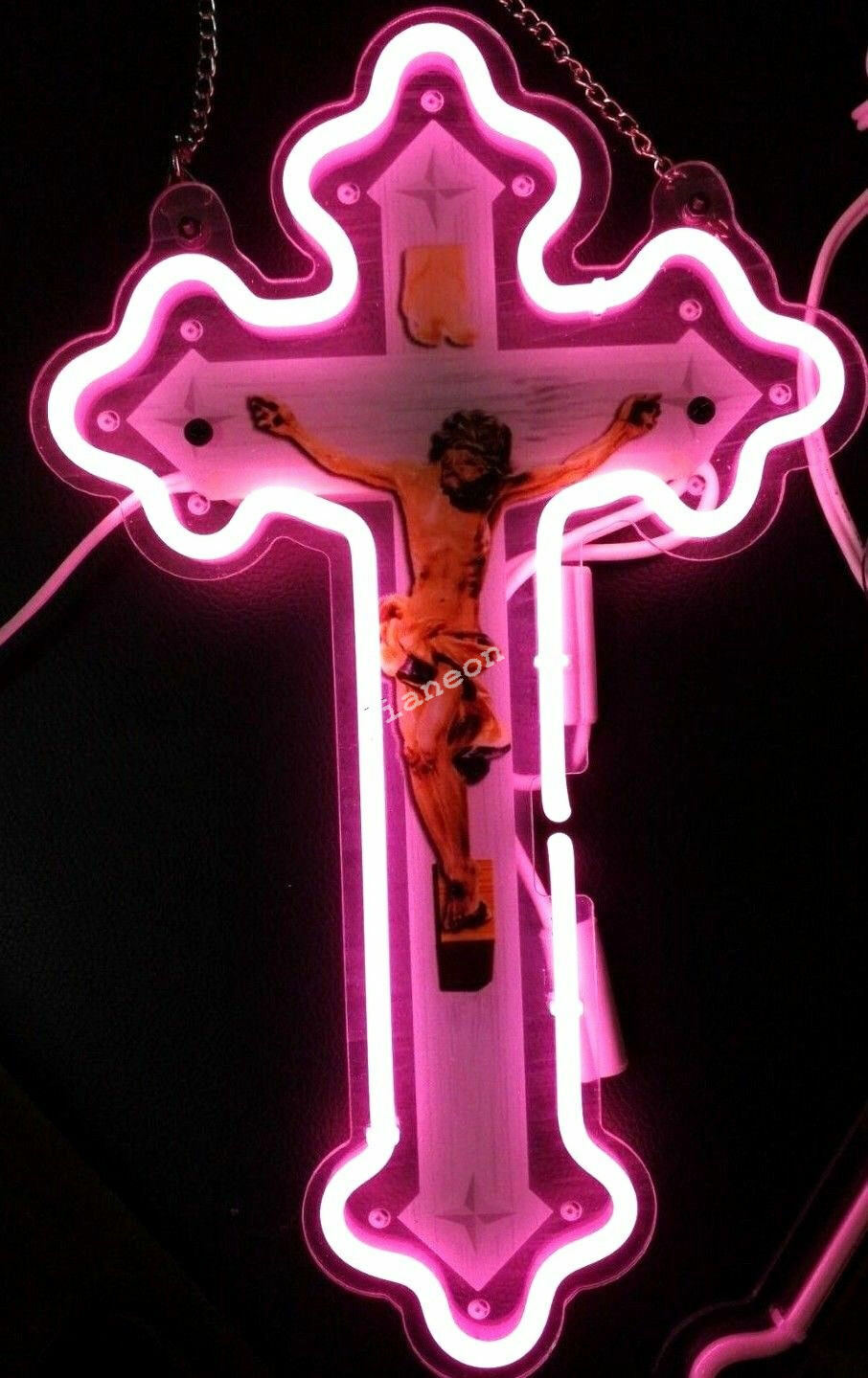 CoCo Crucifix Jesus Saves Cross Acrylic Neon Sign 14\