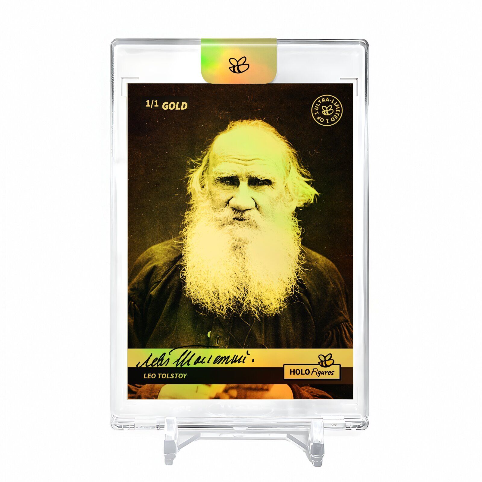 LEO TOLSTOY Russian Writer Card 2023 GleeBeeCo #LTRS-G Encased Holo GOLD 1/1