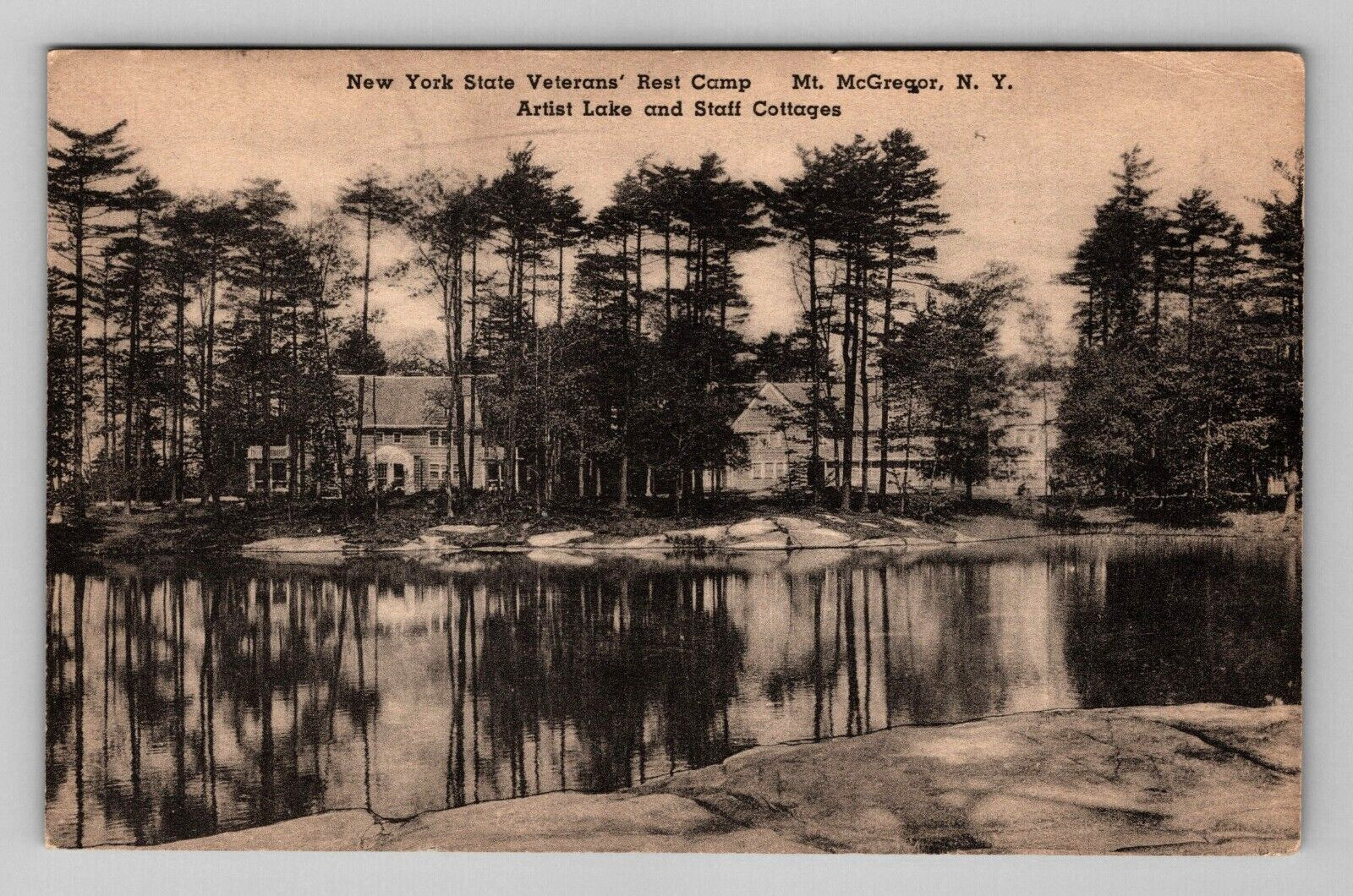 Postcard 1948 NY Veterans Rest Camp Staff Cottages Lake Mt McGregor New York