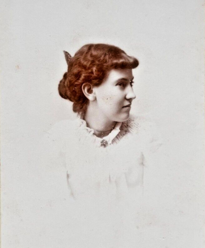 Victorian Woman Cabinet Card Photo Late 1800s’ Lawhead Onarga & Gilman Illinois