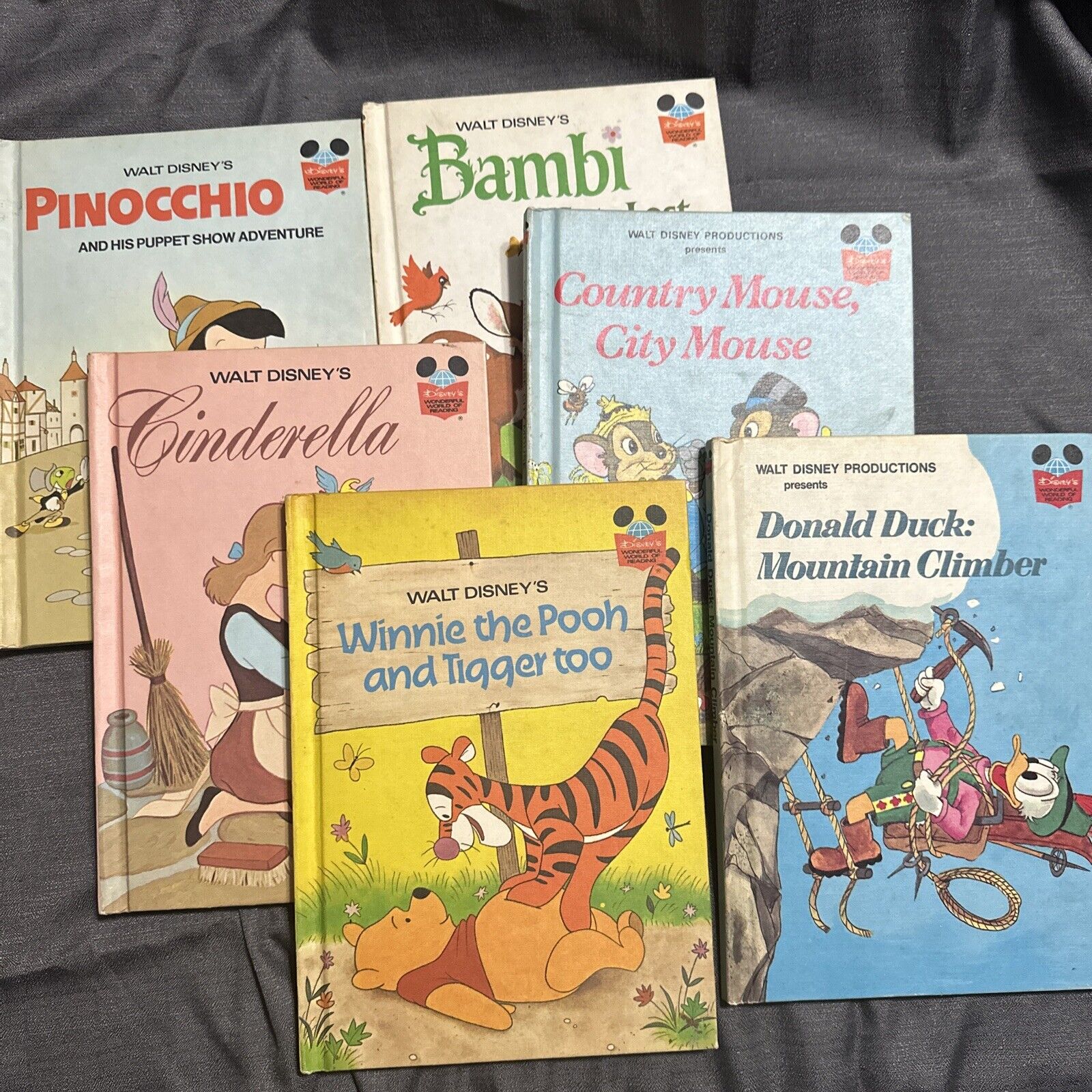 LOT OF 6 Disney Hardcover Reading Books / Vintage VTG / 1970’s Bambi Cinderella