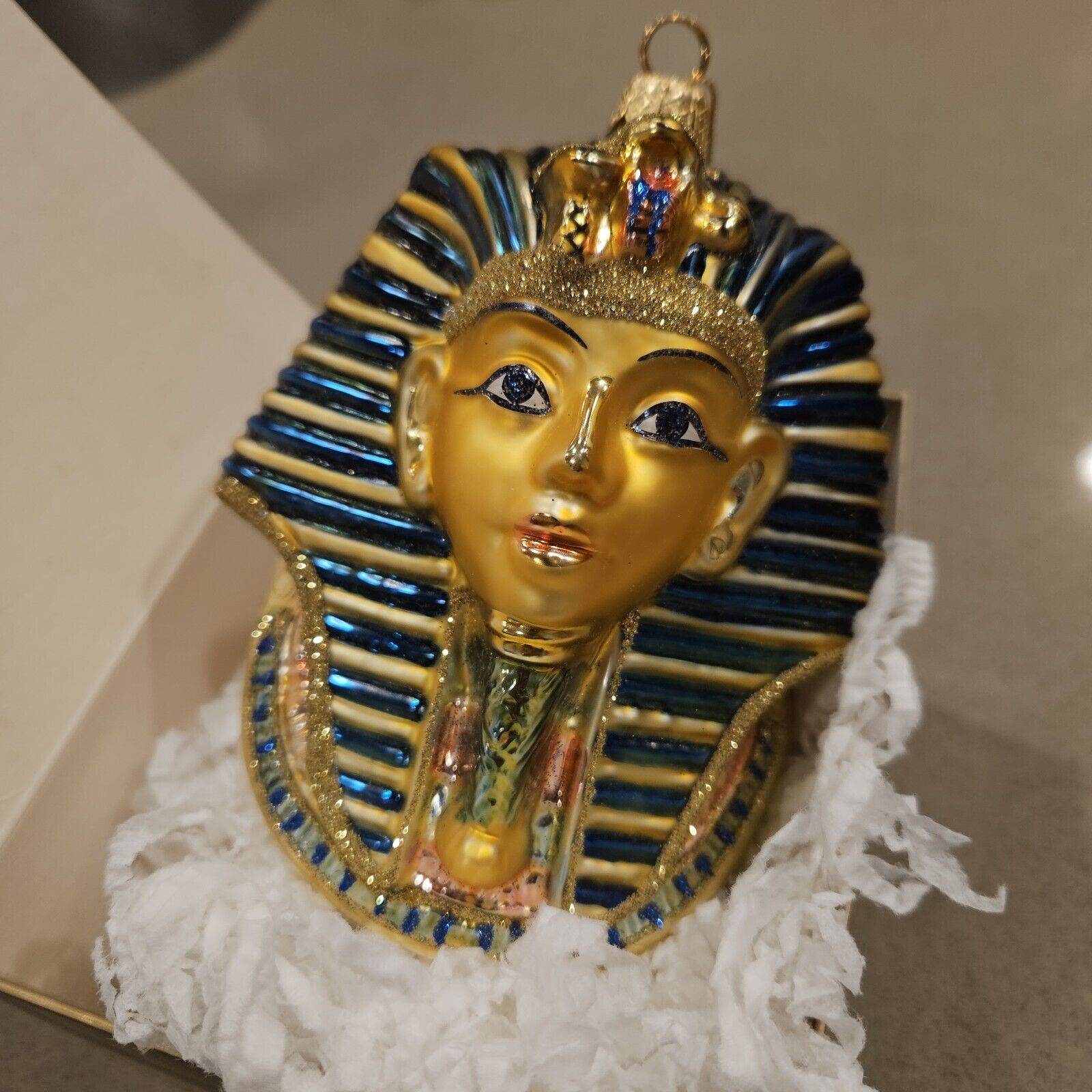 Tutankhamen 2 Kurt Adler Ornament Gold Glittered Pharaoh Polonaise GlaSS