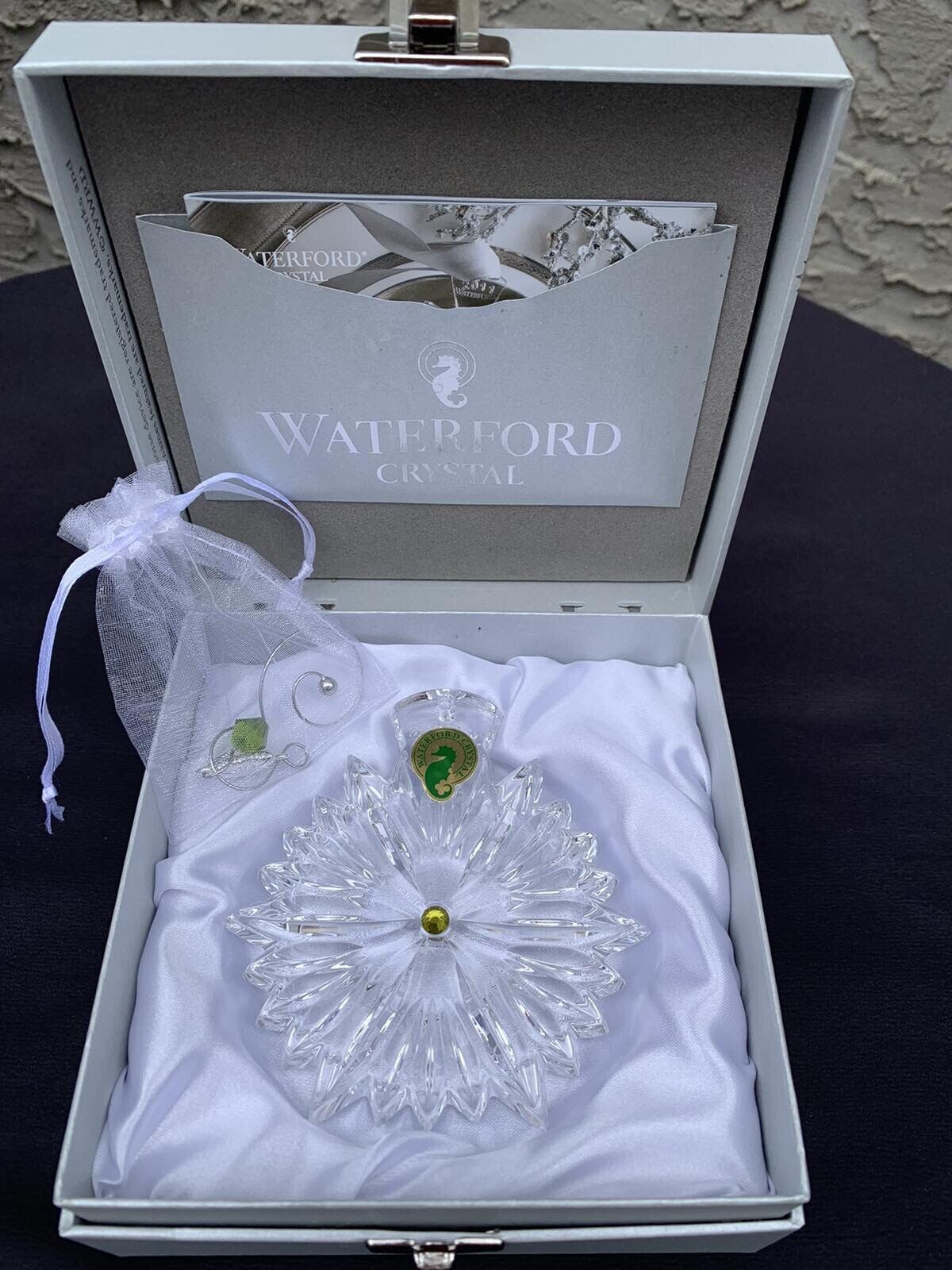 NIB Waterford Crystal Snowflake Wishes 2019 Lime Prosperity Ornament #40035509