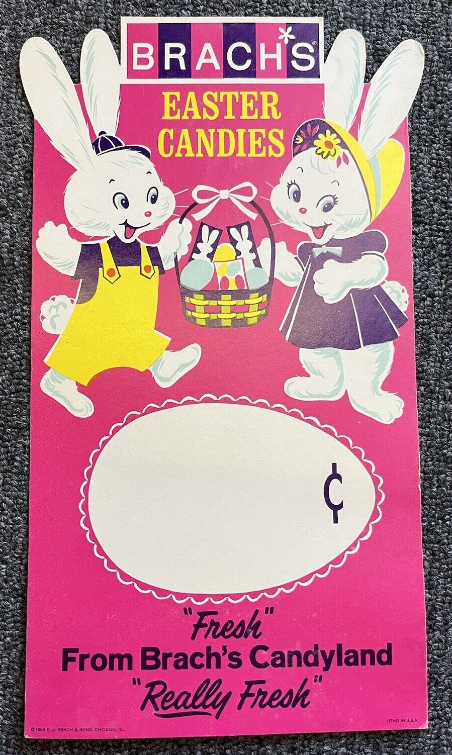 Vintage Brach’s Easter Candy Advertisement Poster Sign 1965 “Really Fresh”