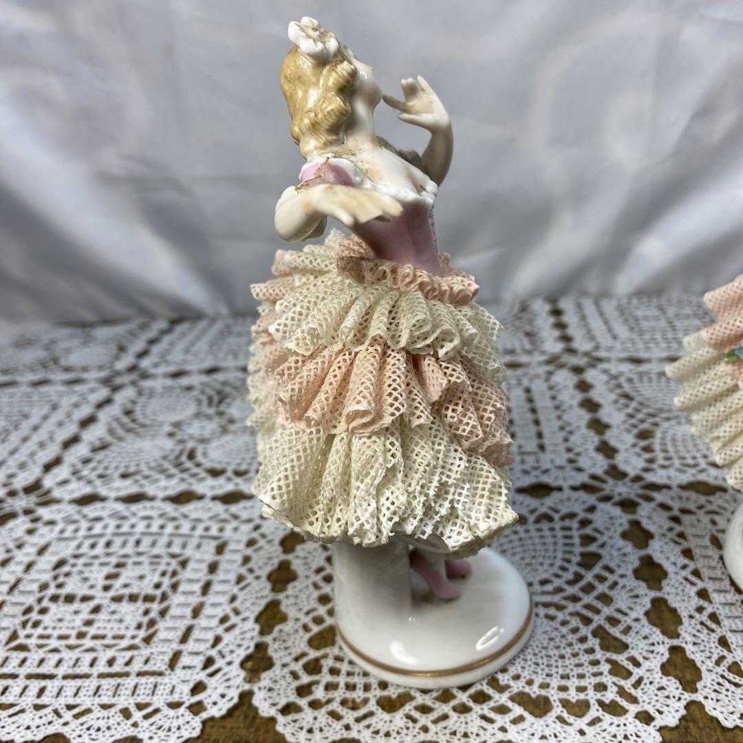 Unter weiss bach Lace Doll Porcelain Figurine 2 set Antique