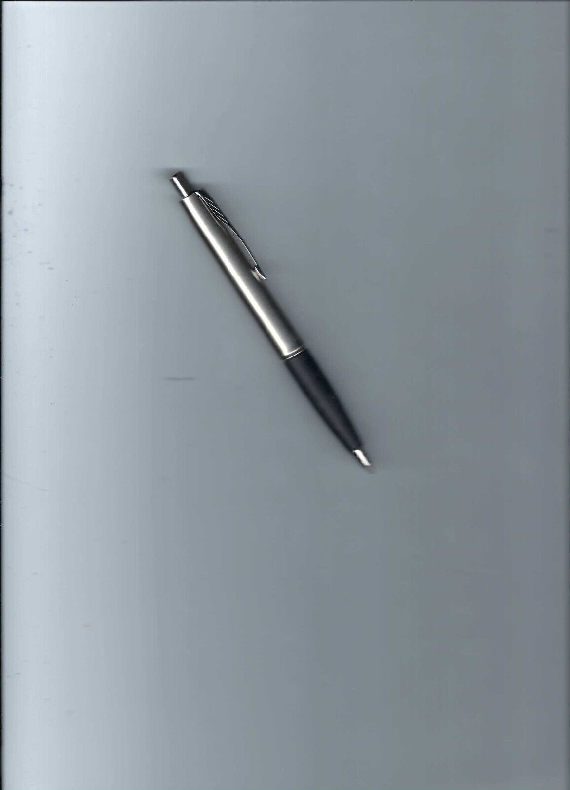 Vtg Parker Stainless Steel Frontier Ball Point Pen W/Chrome  & Black Rubber Grip