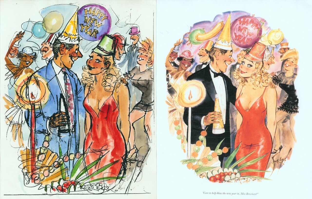 Doug Sneyd Signed Original Color Xerox Gag Sketch Cartoon Art Playboy Jan 1992