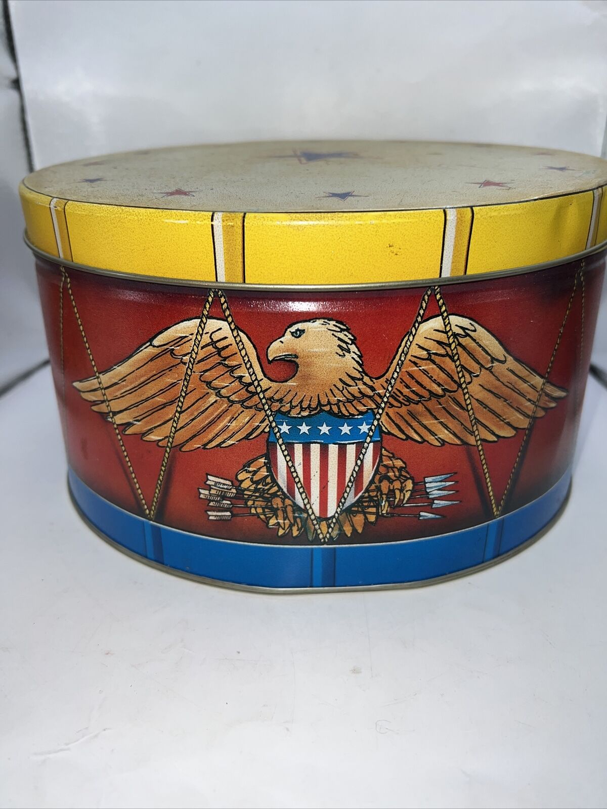 1980s Metal Americana Eagle Drum Tin