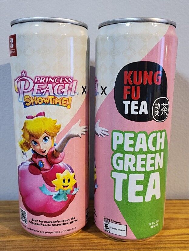 Rare, Limited Edition Princess Peach X Kung Fu Tea Green Tea Can - Showtime 