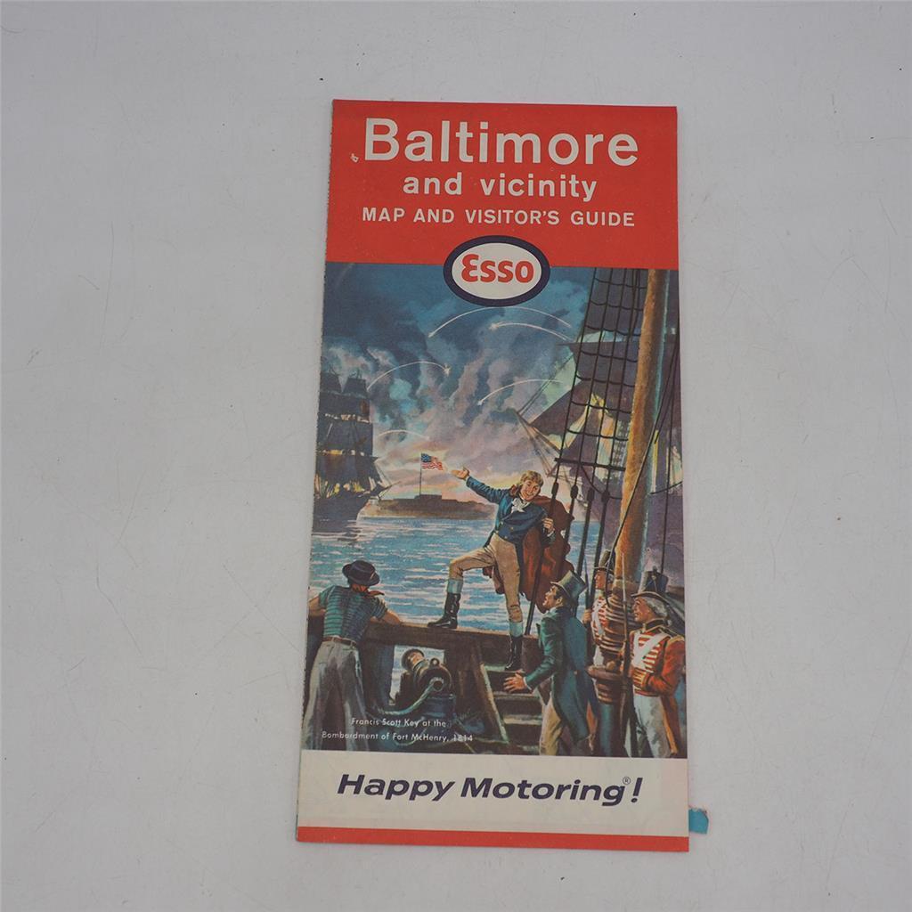 Vintage ESSO Baltimore & Vicinity Road Map 1964