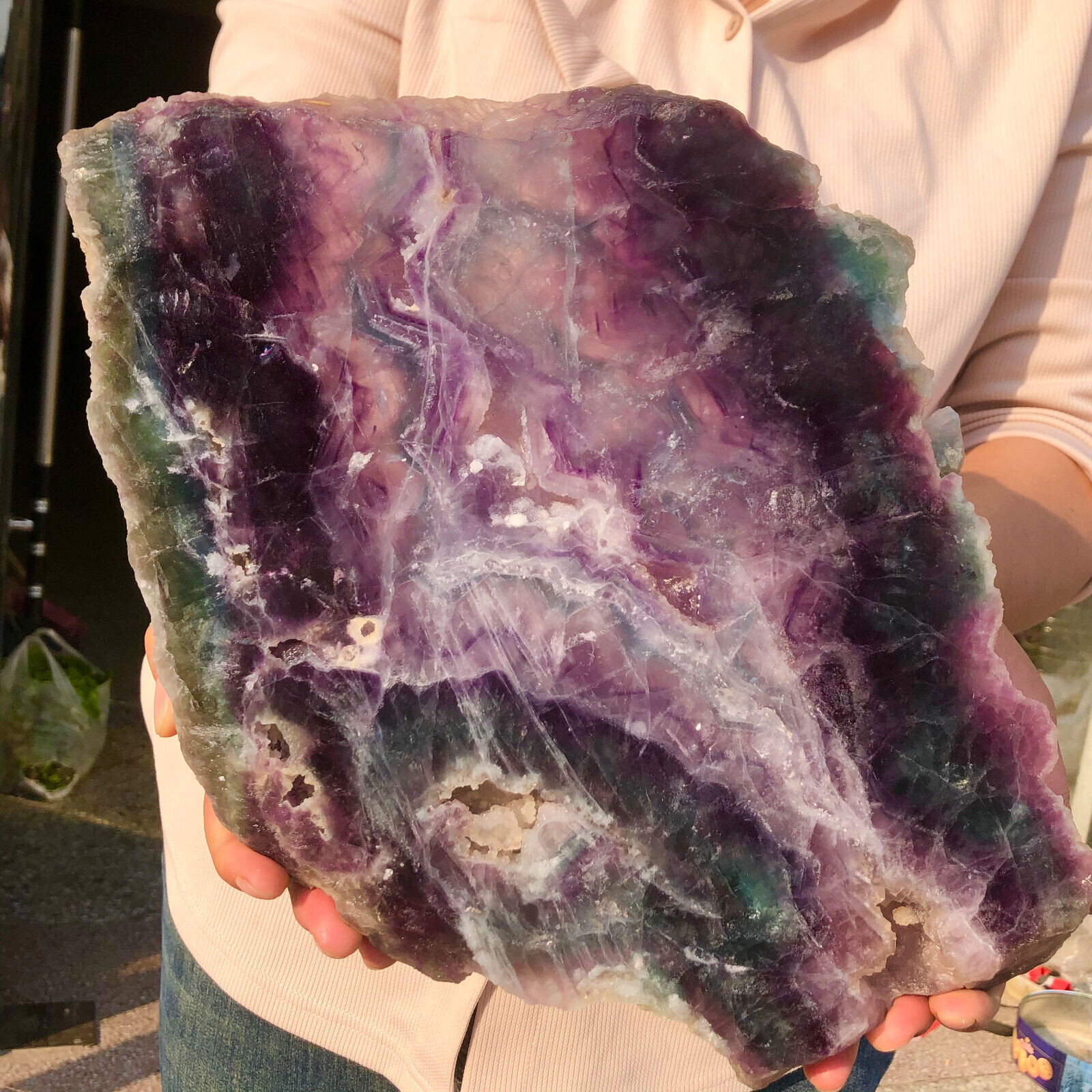 12.23lb  Natural beautiful Rainbow Fluorite Crystal Rough stone specimens cure