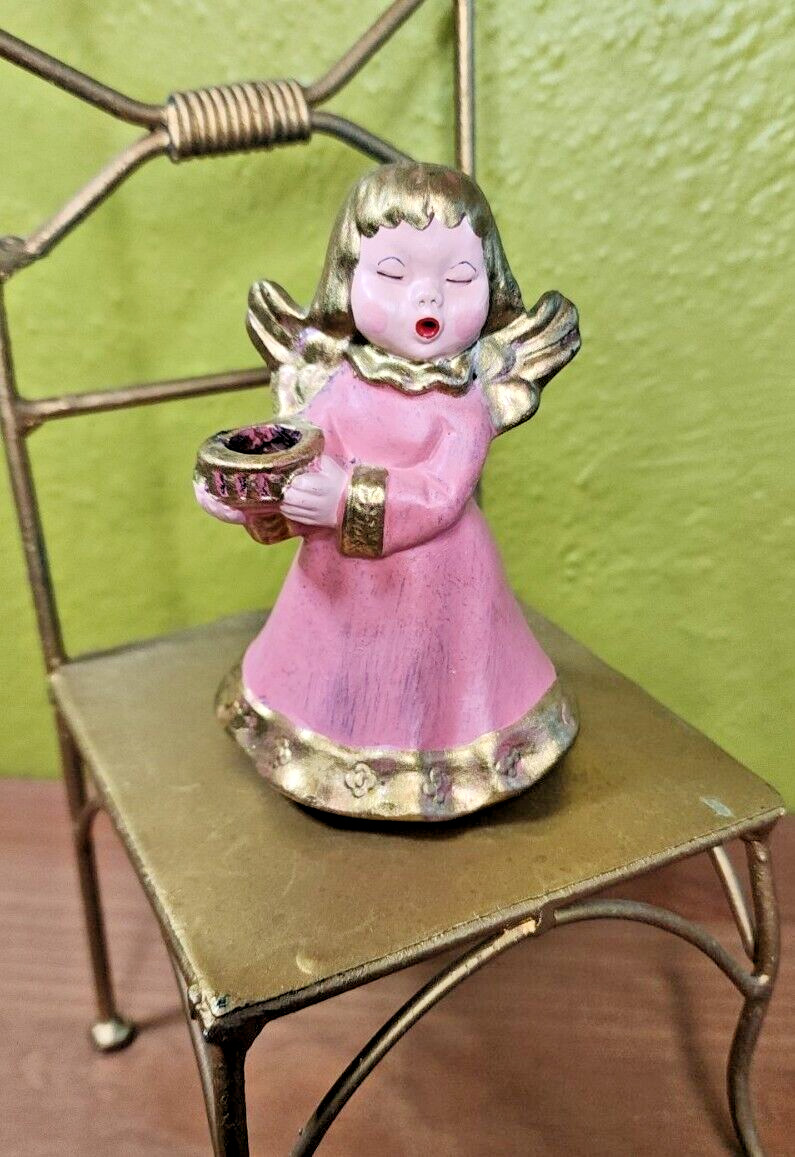 Vintage Bolzano Small Angel Singing Candle Carrier Holder Italy 4 Inch