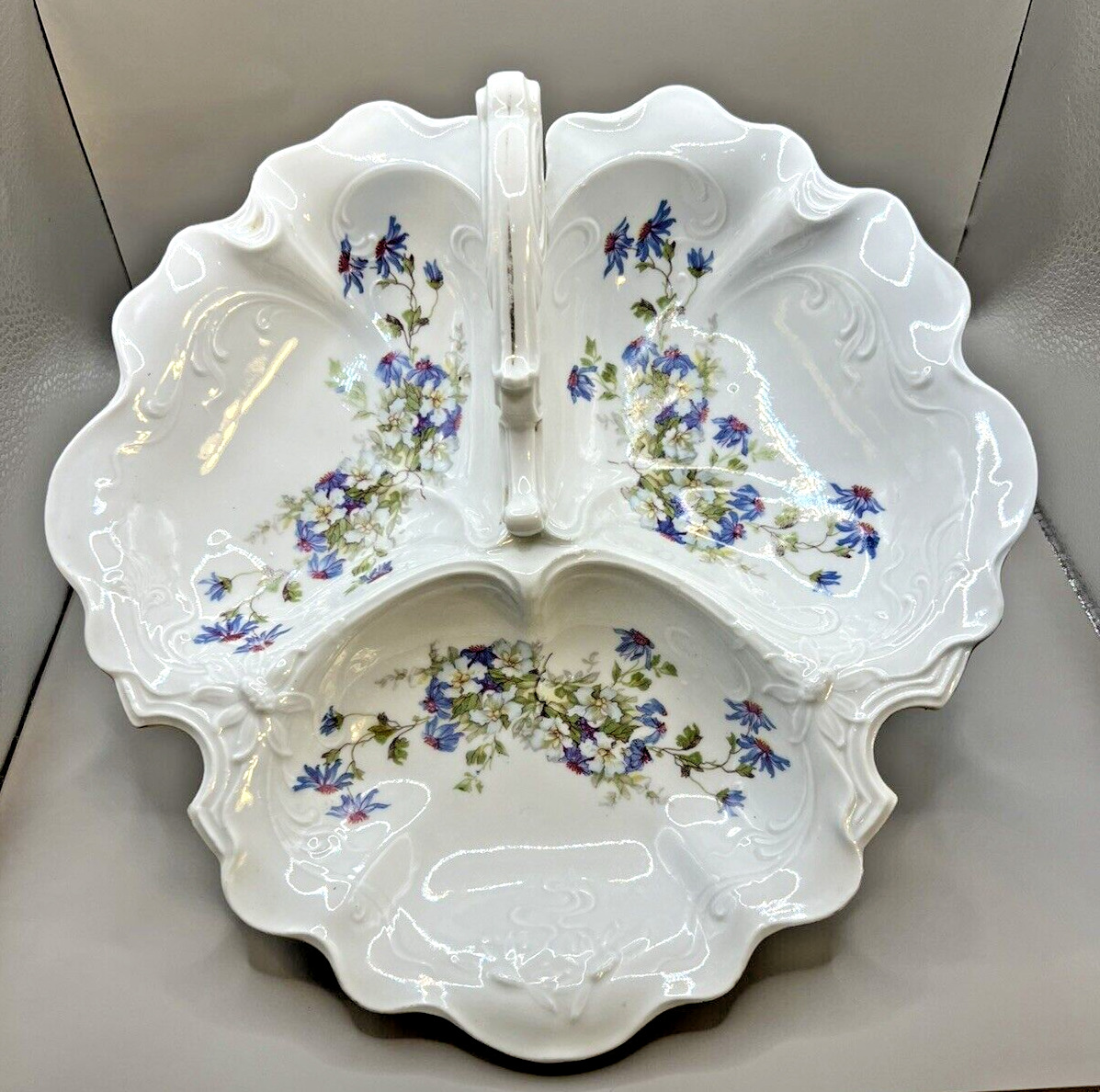 Vintage Jlmenau Graf Von Henneberg Divided Dish German Porcelain 11.25\
