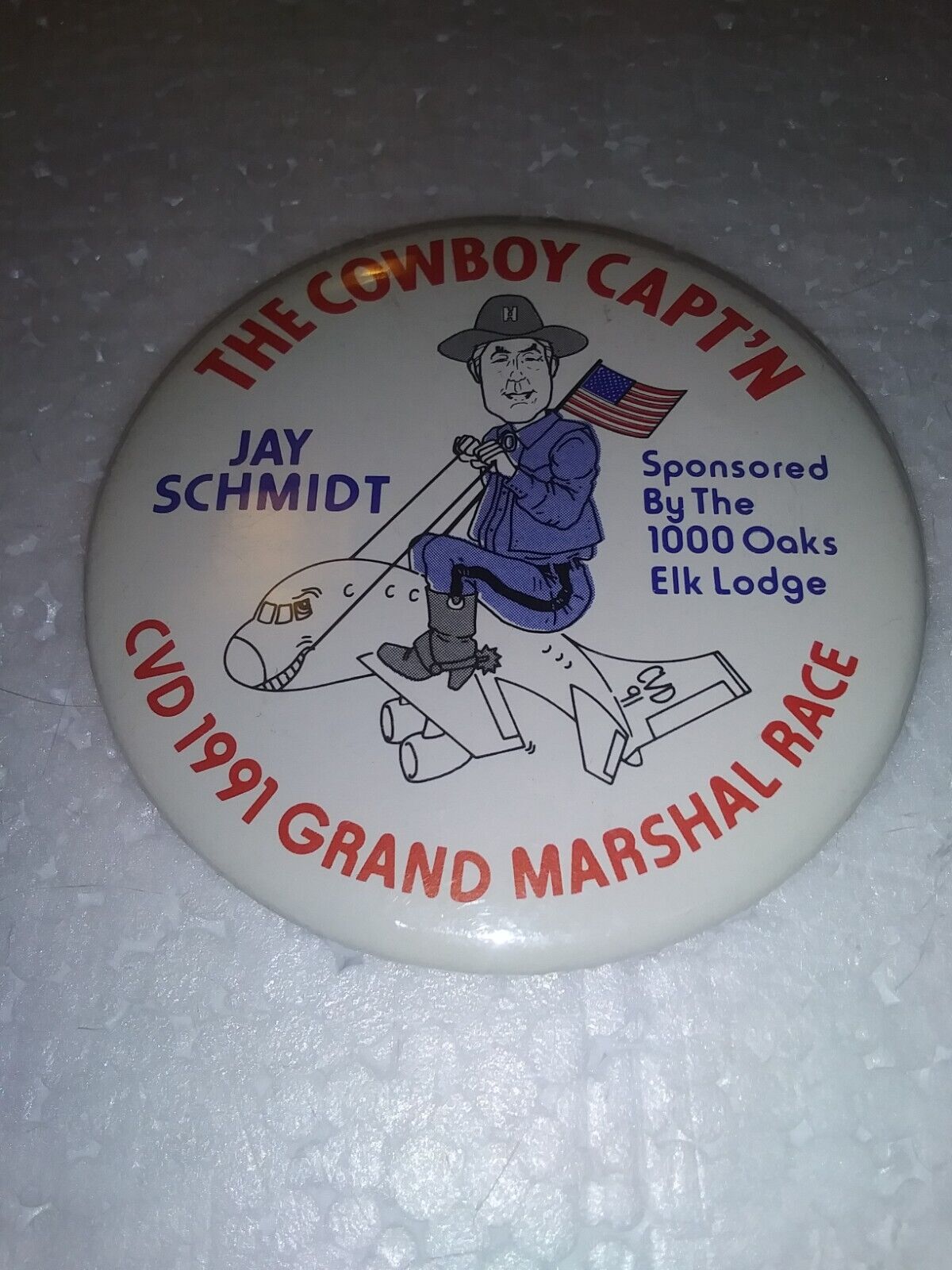 Vintage CVD 1991 Grand Marshal Race The 1,000 Oaks Elk Lodge Pinback