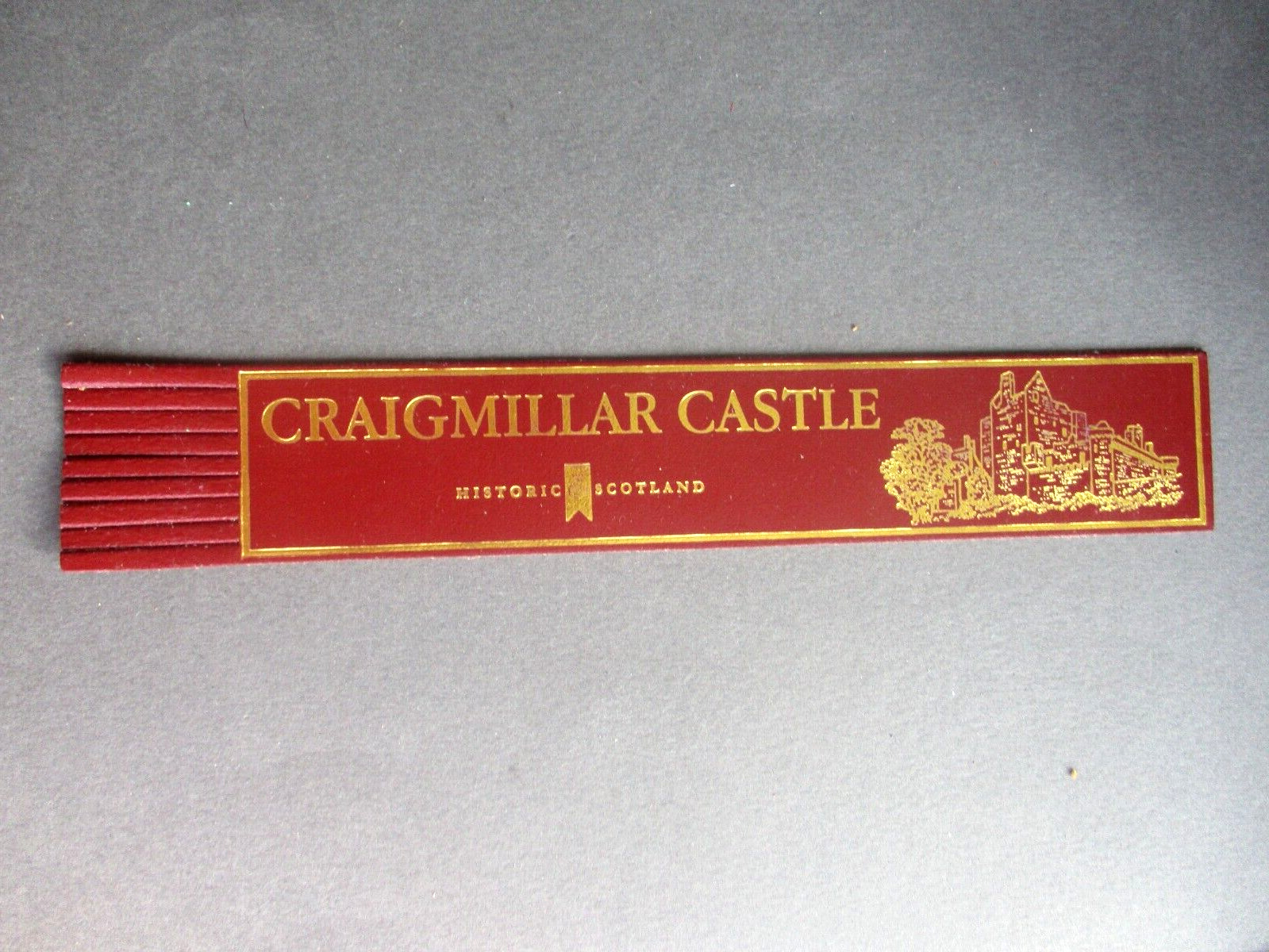 Leather BOOKMARK SCOTLAND Craigmillar Castle Edinburgh Scottish Burgundy Unused