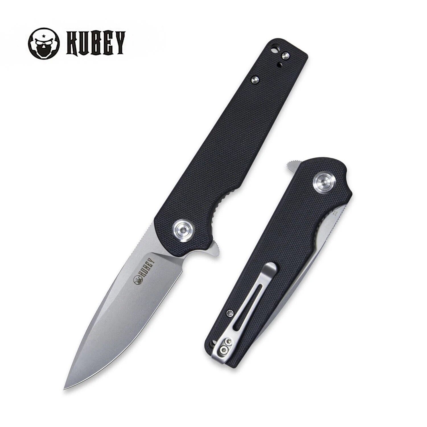 Kubey Wolverine Liner Lock Folding Knife Black G10 Handle D2 Plain Edge KU233A