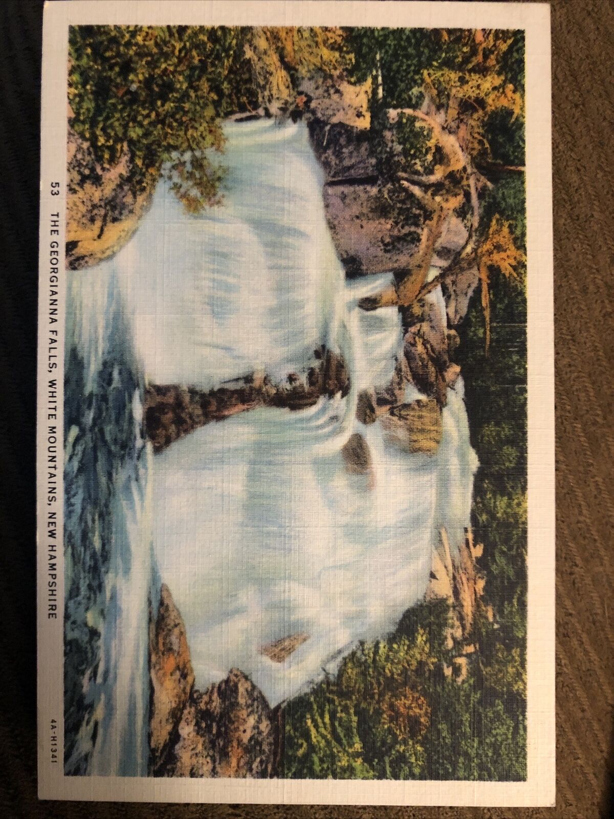Vintage Linen Postcard The Georgianna Falls, White Mtns. NH c1930s