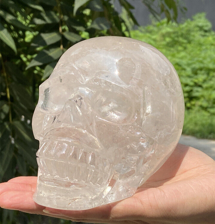4.2LB A+ Natural Clear Quartz Skull Hand Carved Quartz Crystal Skull Reiki heal