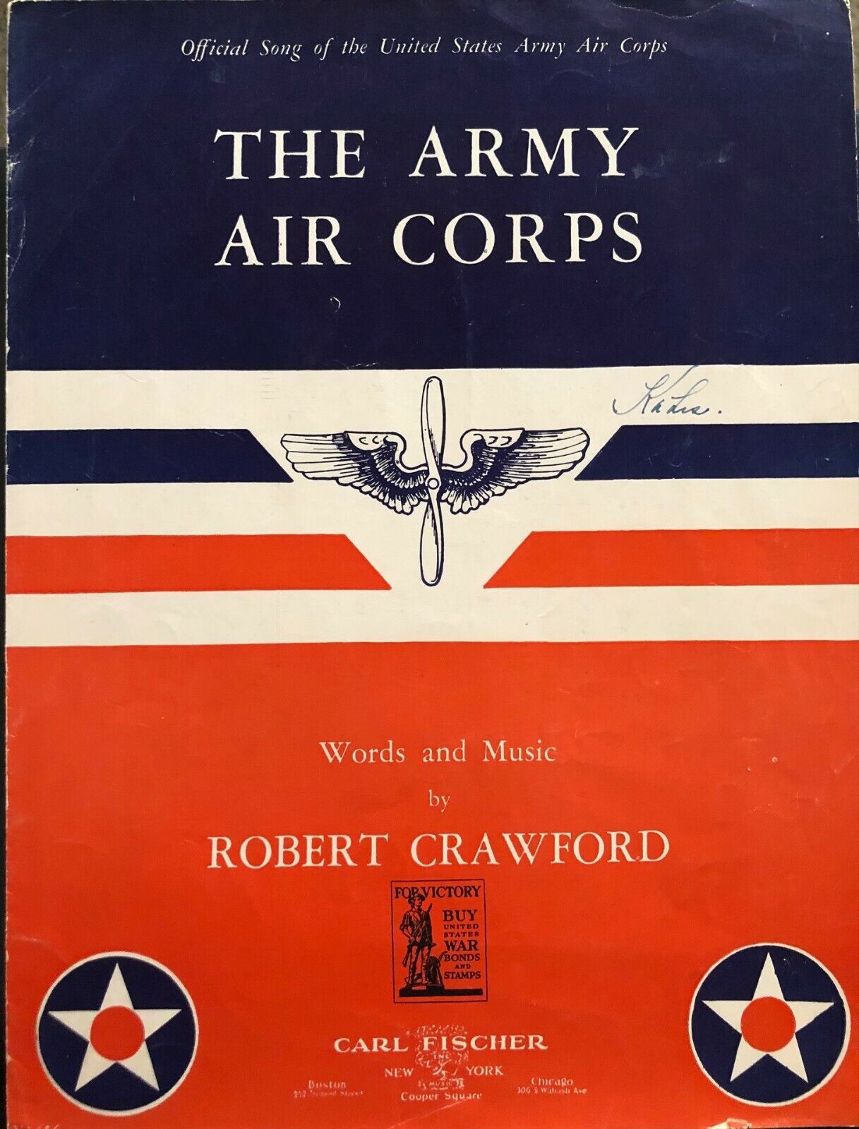 WW2 Era Official Song Book For The US Army Air Corps