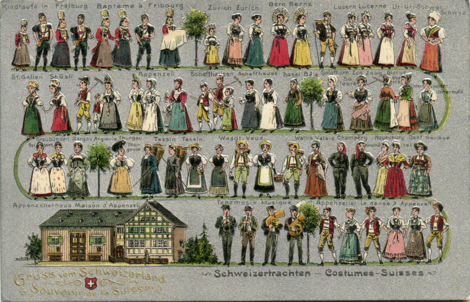 PC CPA SWITZERLAND, SWISS COSTUMES, Vintage EMBOSSED Postcard (b16584)