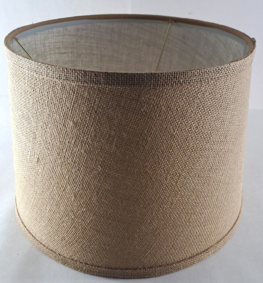 Vintage Look Lamp Shade Brown Weave Fabric Woven Retro 12\