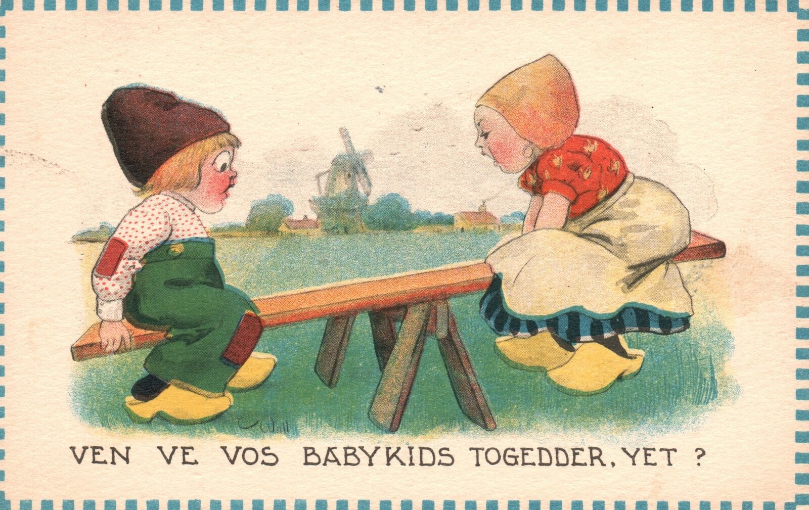 Vintage Postcard 1913 When We Were Baby Kids Together Yet? Childhood Memories