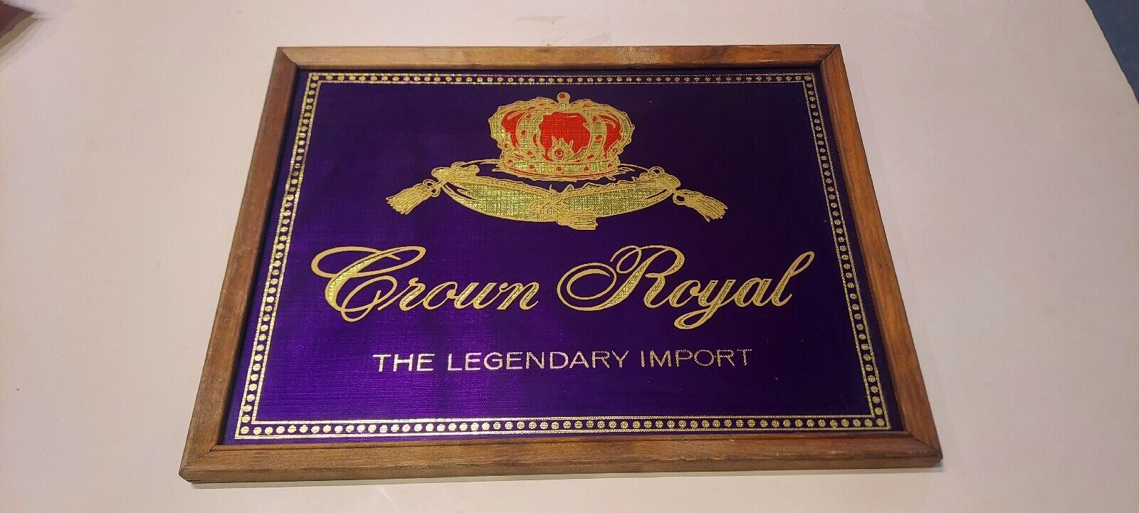 Vintage Crown Royal The Legendary Import Bar Sign Advertisement Framed