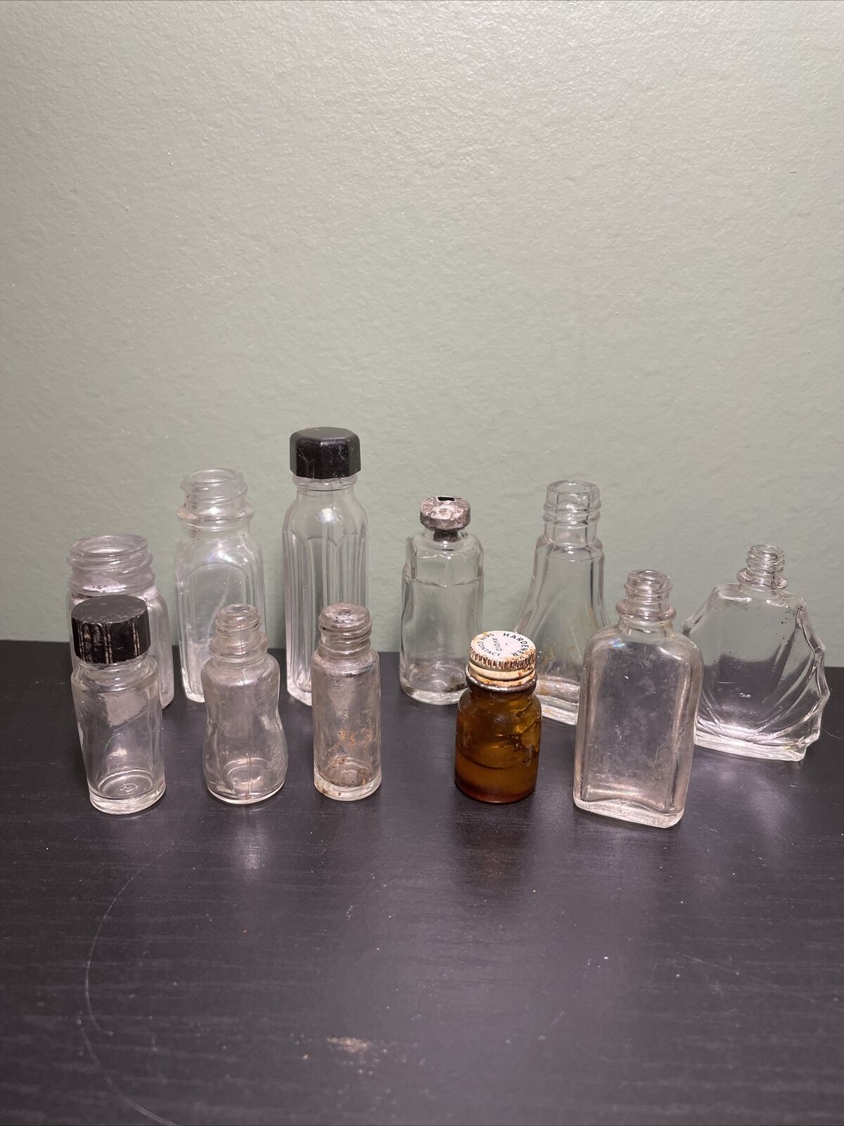 Lot Of Eleven Vintage Mini Glass Screw Top Bottles Oddities Under 3”