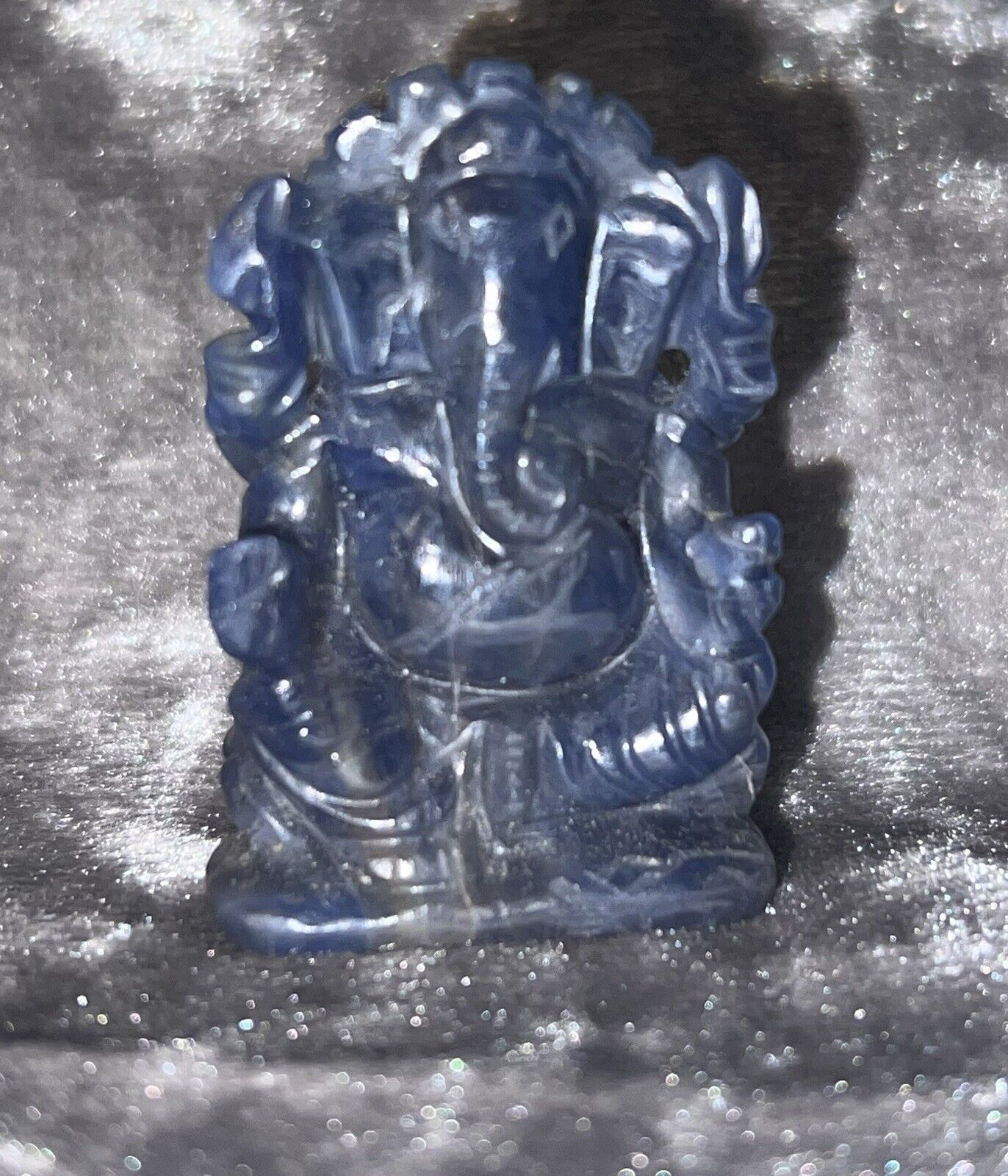 Rare Ganesha Ganesh Hindu Statue - Beautiful Sapphire Gemstone Statue