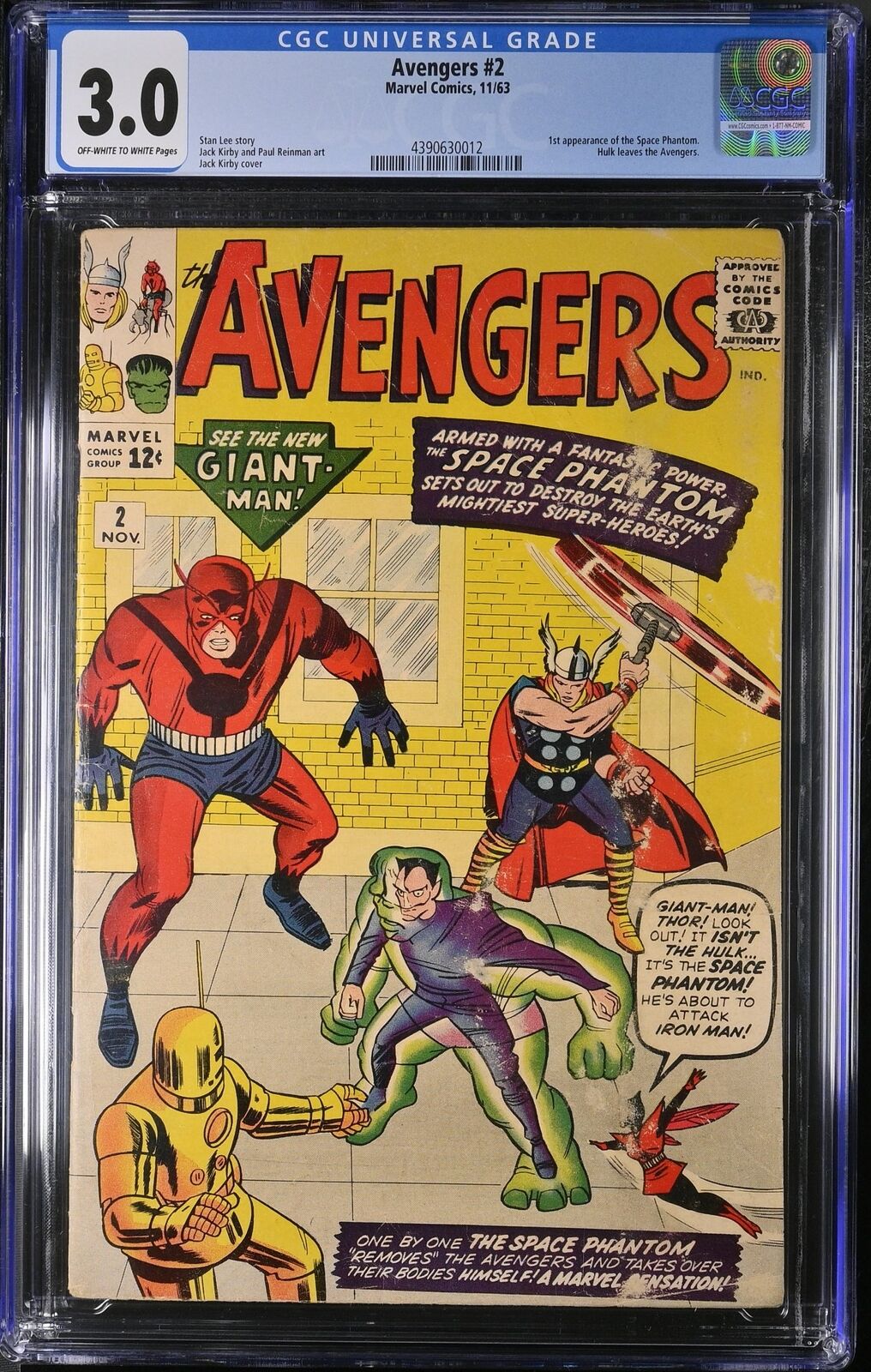 Avengers #2 CGC GD/VG 3.0 1st Space Phantom Hulk Leaves Jack Kirby Marvel 1963
