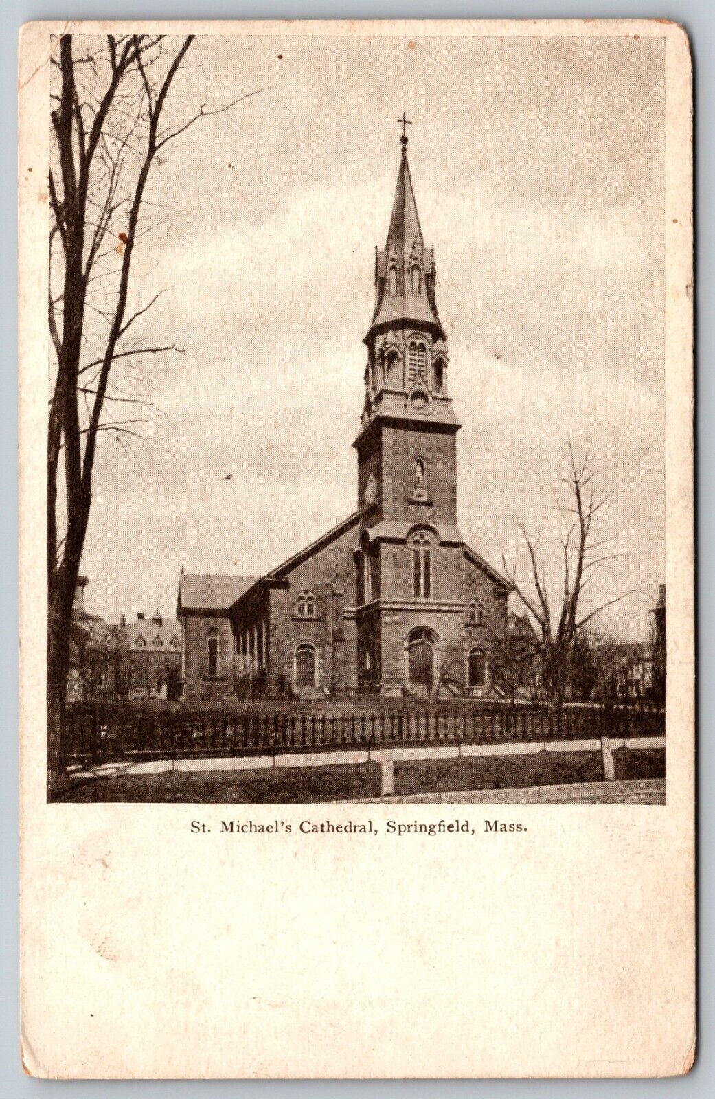 ST. MICHEAL\'S CATHEDRAL SPRINGFIELD MASSACHUSETTS MA VINTAGE POSTCARD 1908
